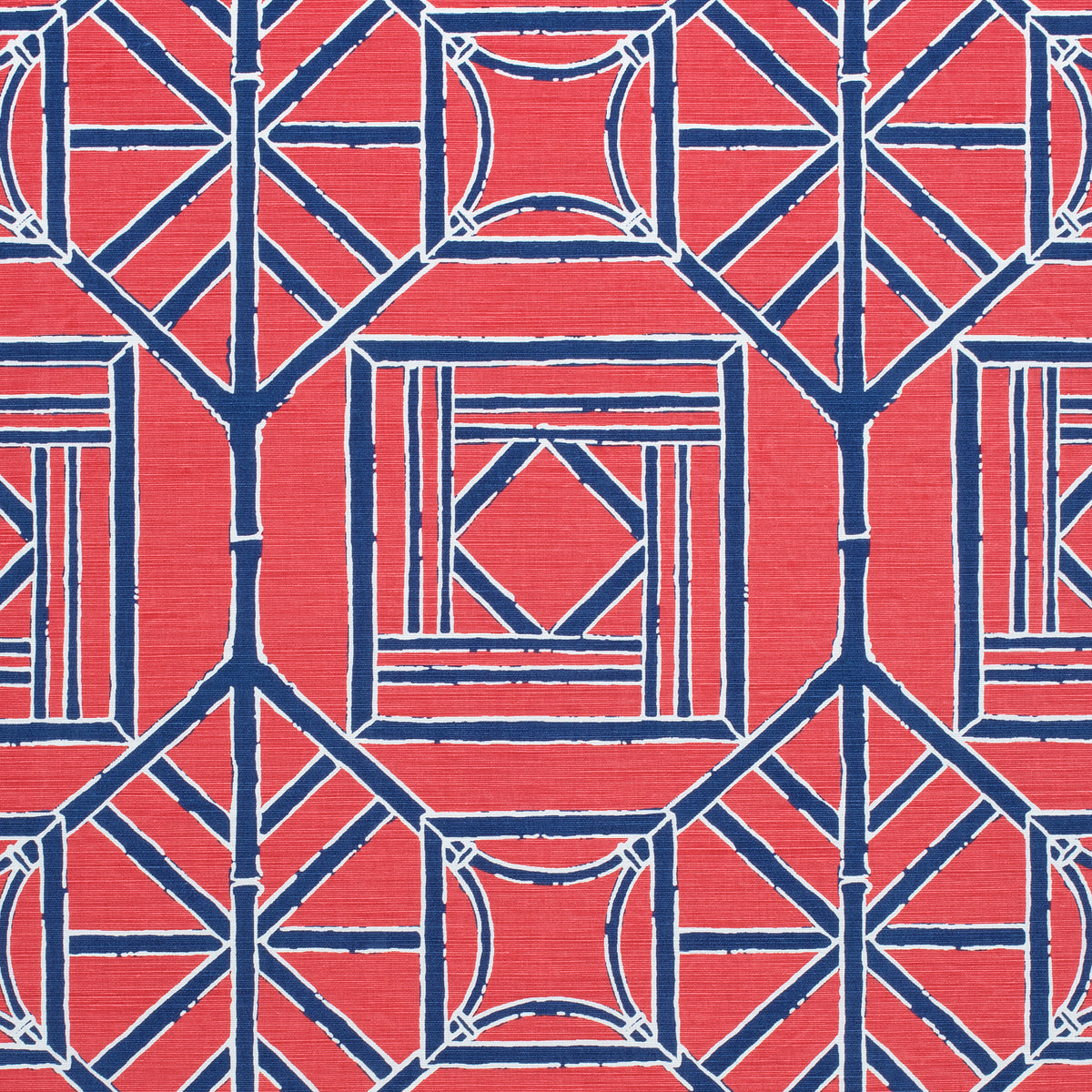 Shoji Panel fabric in red and blue color - pattern number F975518 - by Thibaut in the Dynasty collection