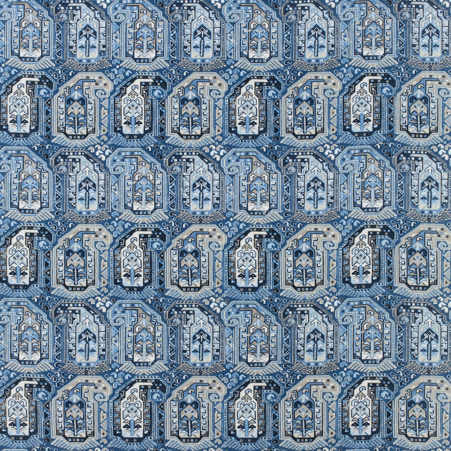 Gleniffer fabric in blue and beige color - pattern number F985022 - by Thibaut in the Greenwood collection