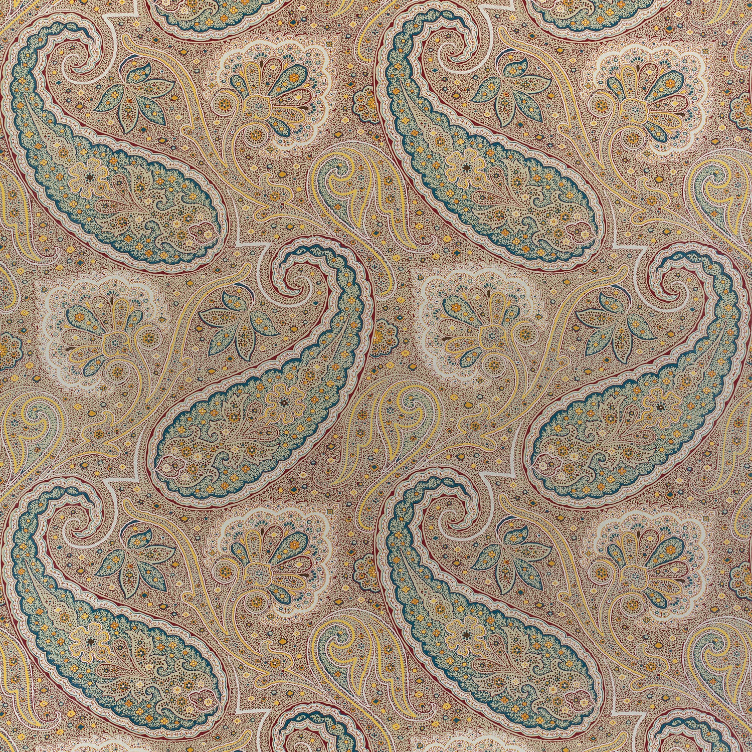 Sherrill Paisley fabric in teal and beige color - pattern number F985076 - by Thibaut in the Greenwood collection