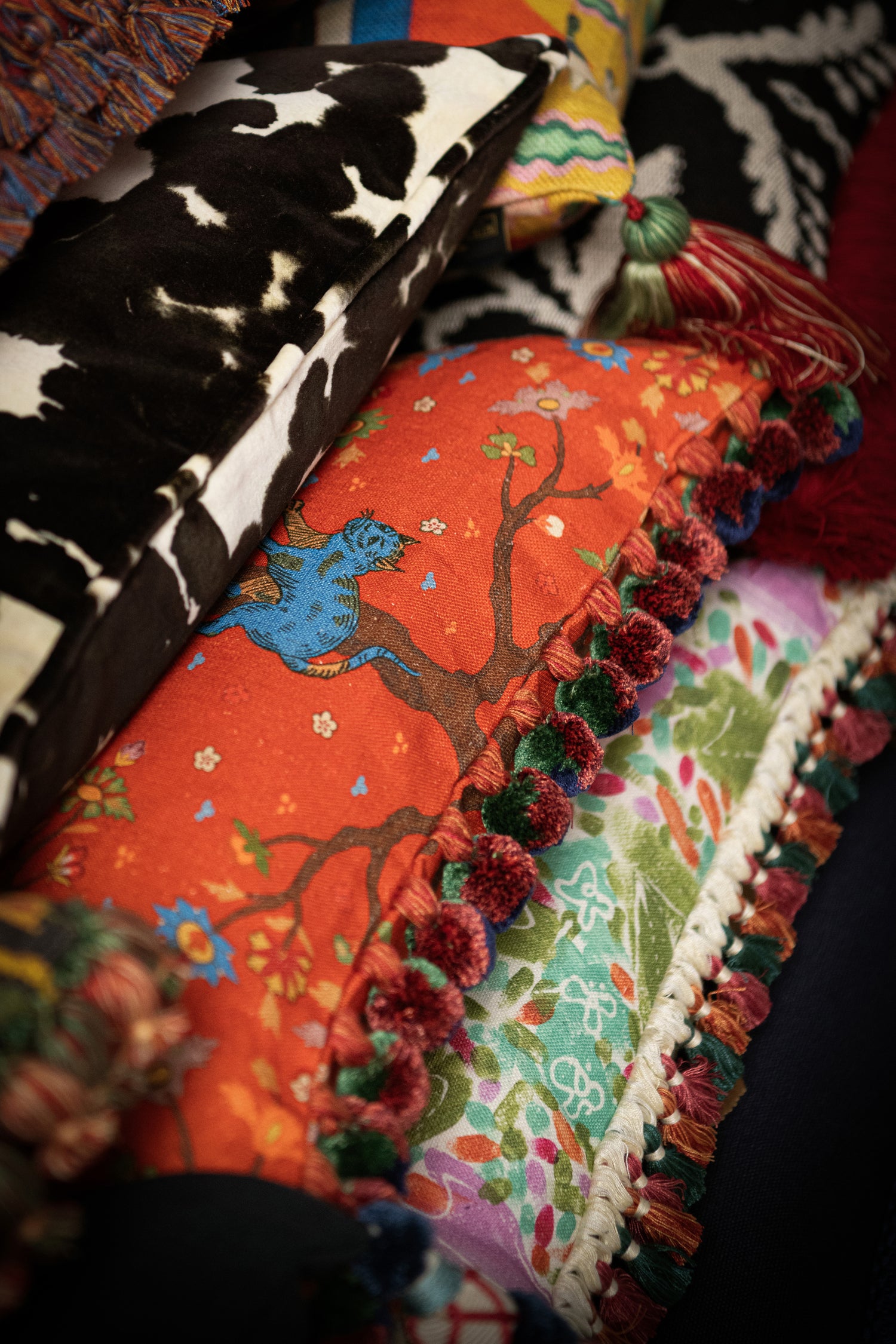 Tree of Life Coral fabric in red color - pattern number FB00180 - by Mind The Gap in the Transylvanian Rhapsody collection