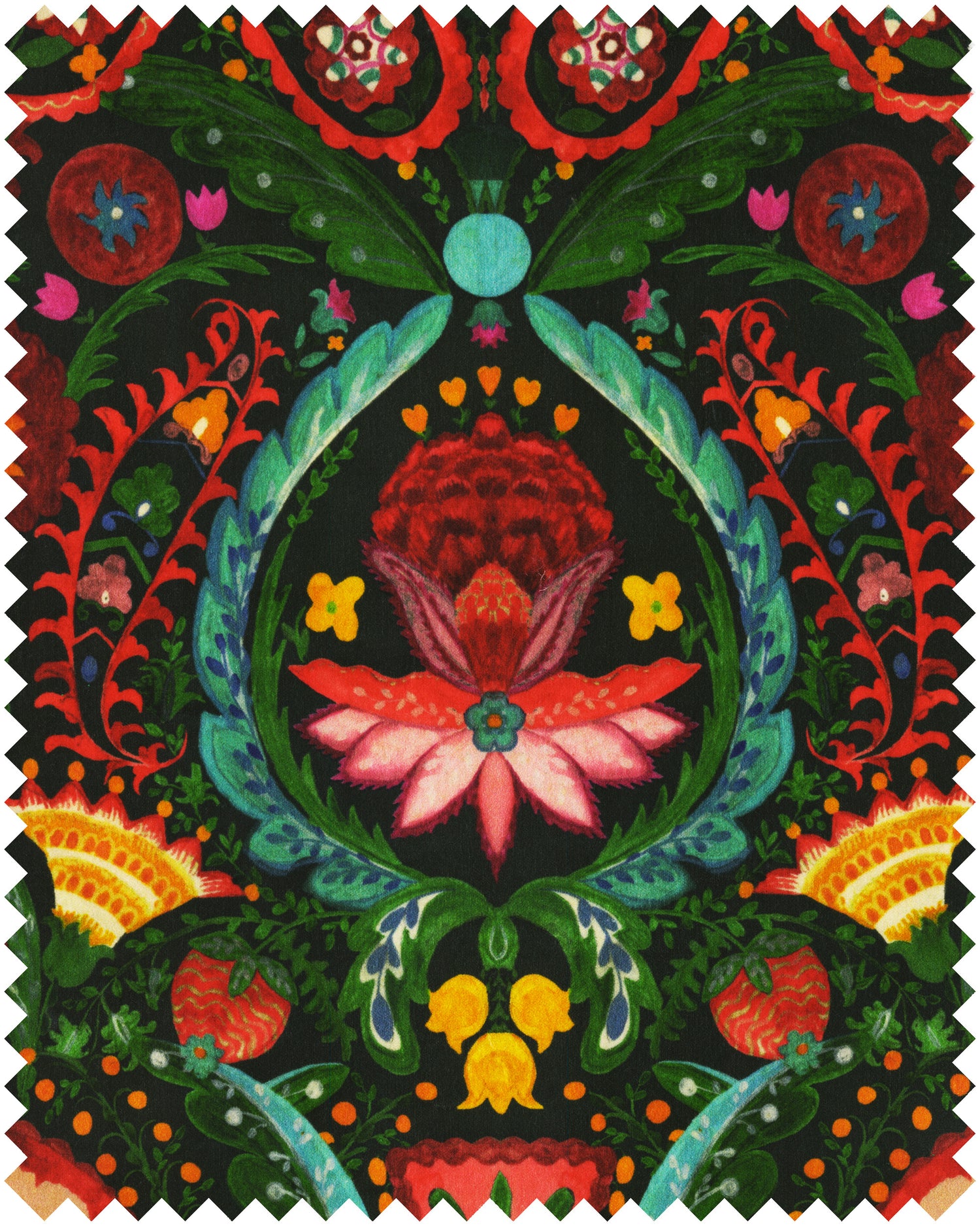 Rosa Mundi Anthracite fabric in multicolour color - pattern number FB00183 - by Mind The Gap in the Transylvanian Rhapsody collection