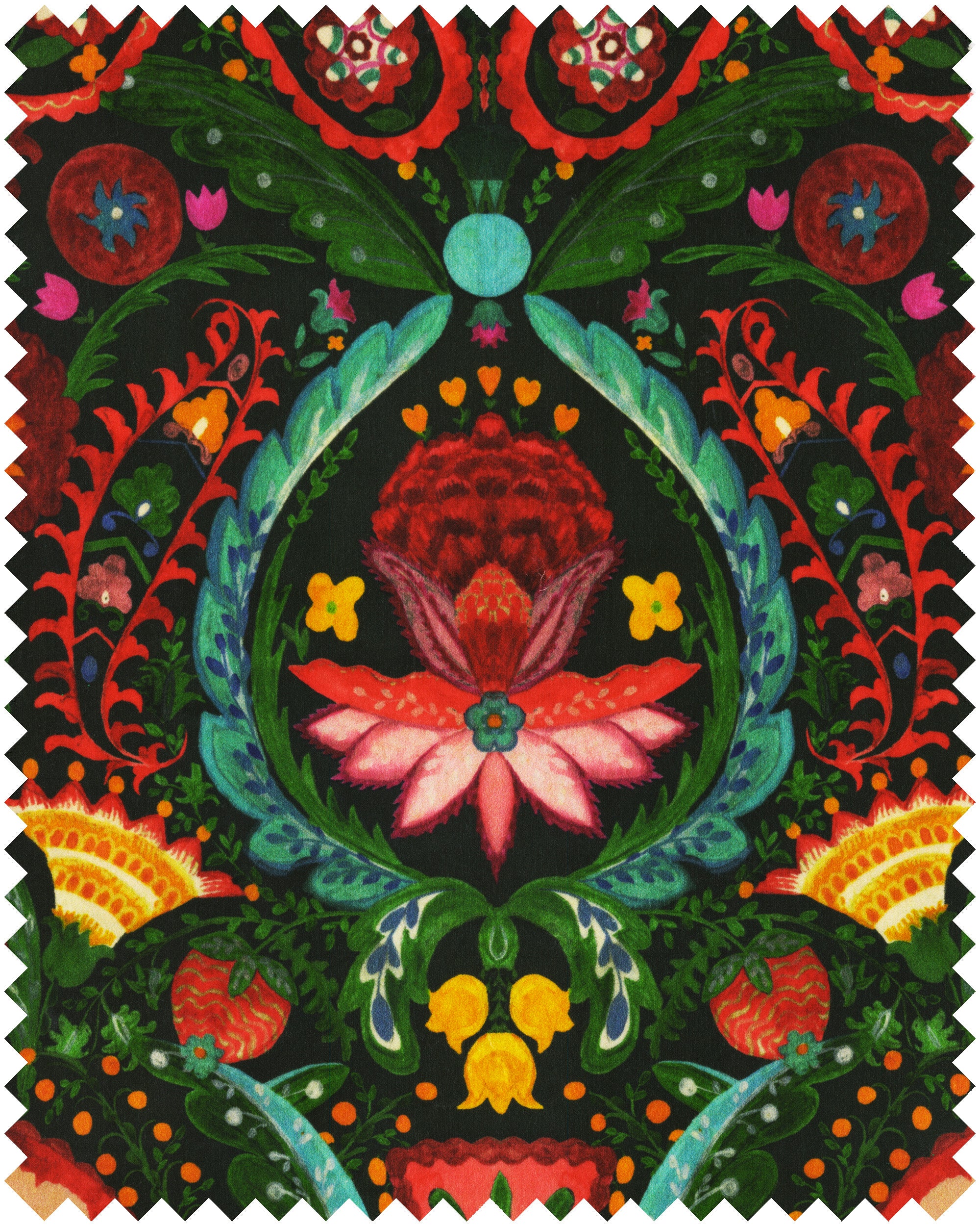 Rosa Mundi Anthracite fabric in multicolour color - pattern number FB00183 - by Mind The Gap in the Transylvanian Rhapsody collection