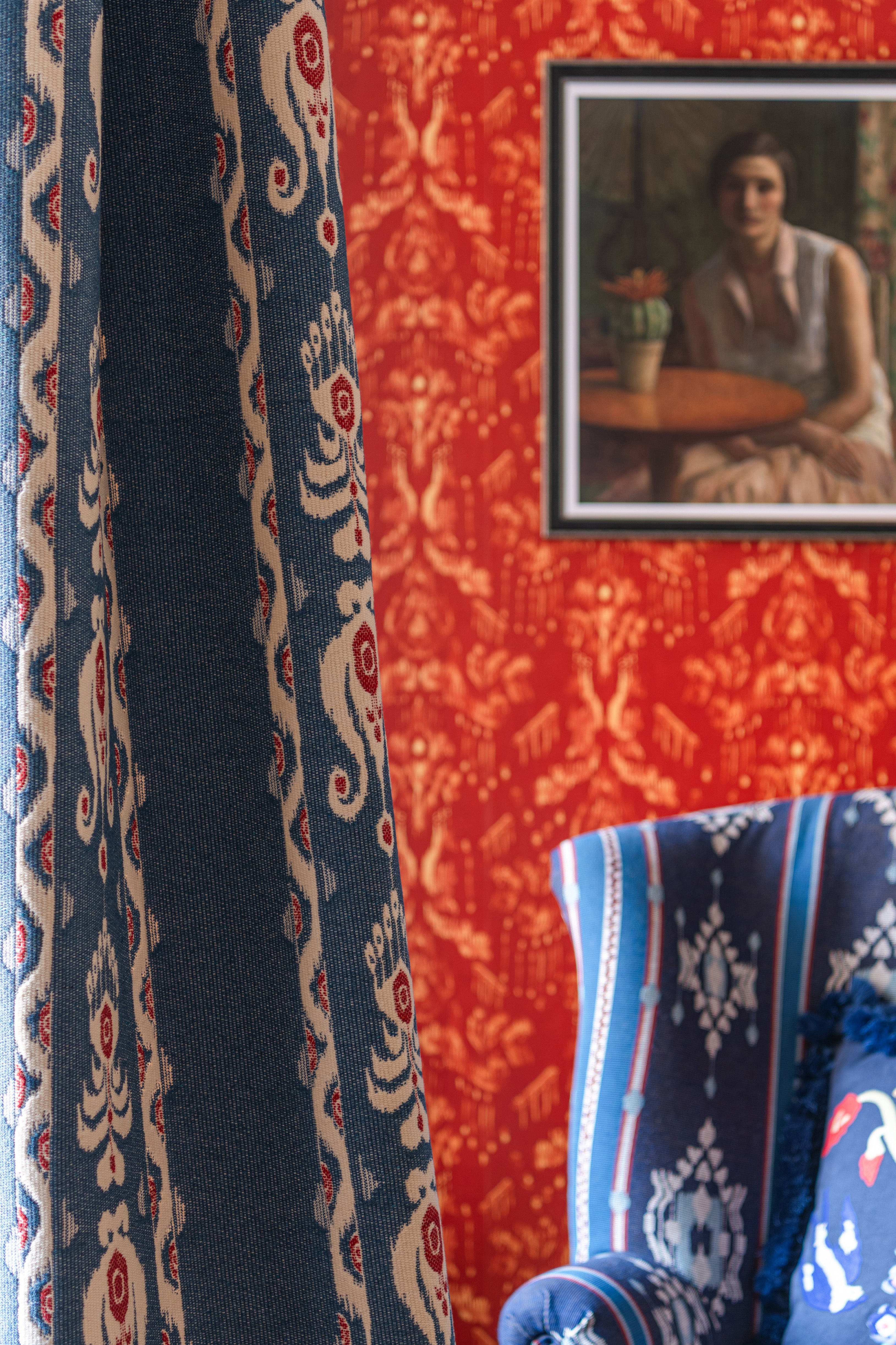 Kiraly Indigo fabric in blue color - pattern number FB00190 - by Mind The Gap in the Transylvanian Rhapsody collection