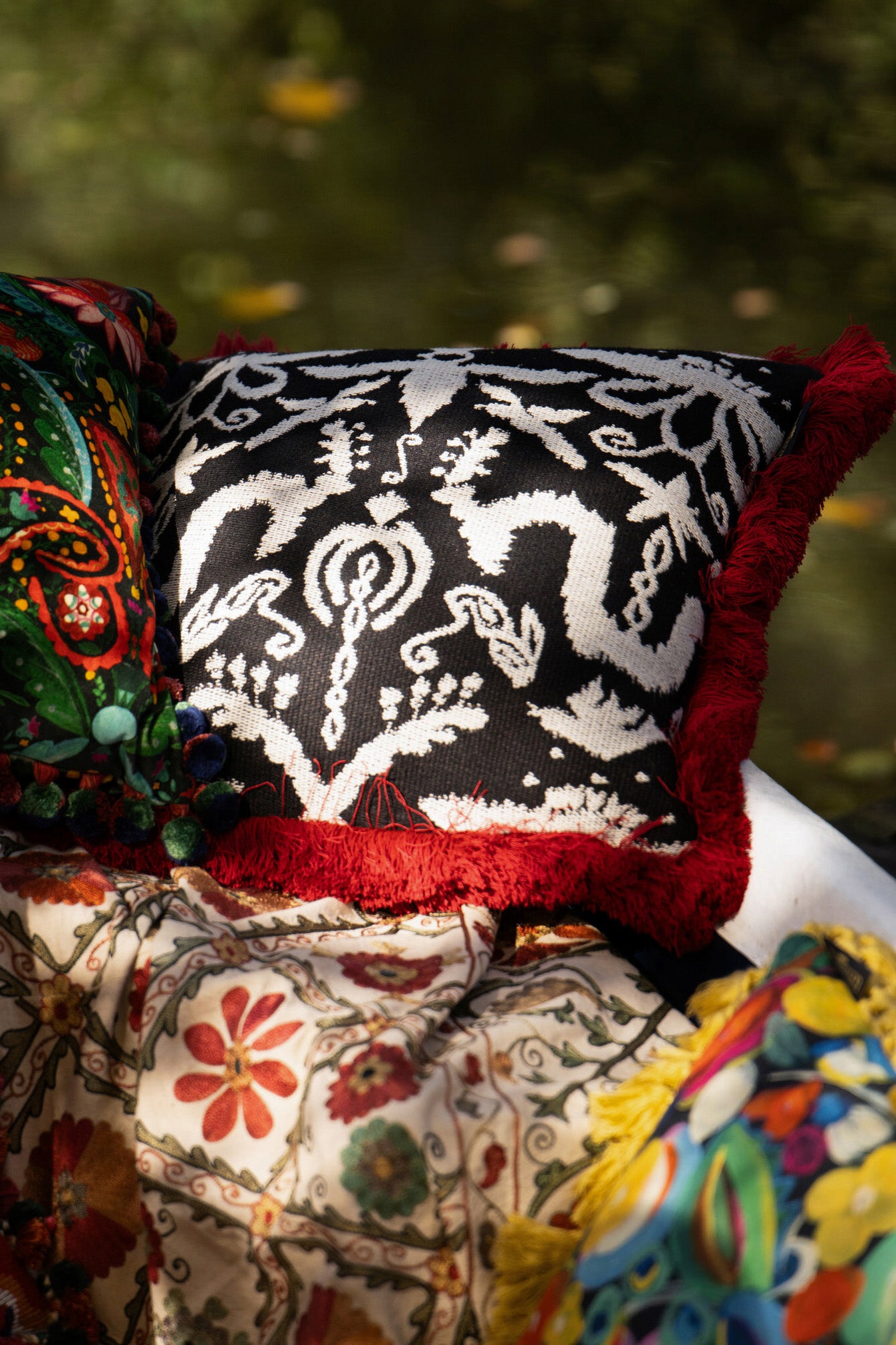 Zenobia fabric in black color - pattern number FB00191 - by Mind The Gap in the Transylvanian Rhapsody collection