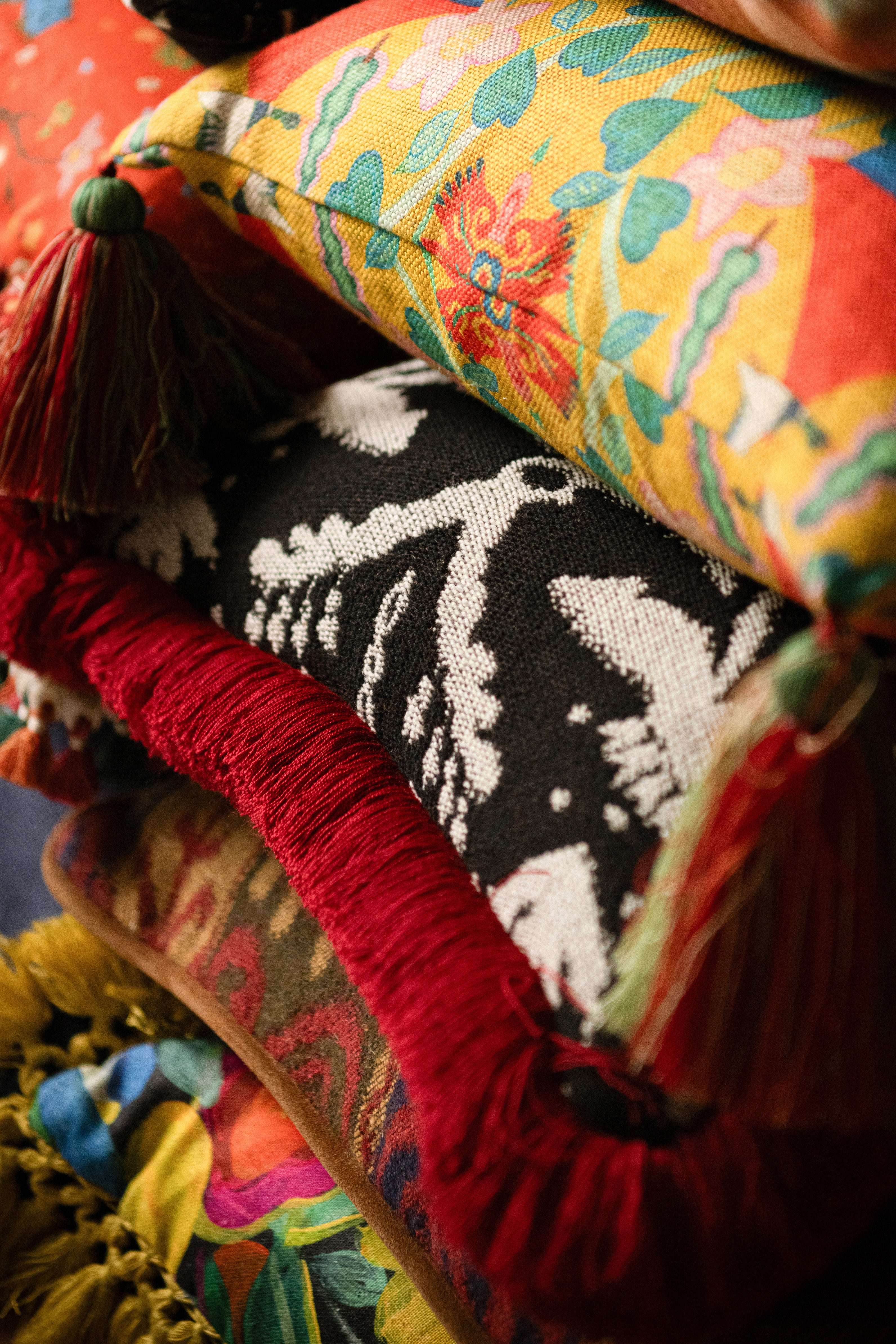 Zenobia fabric in black color - pattern number FB00191 - by Mind The Gap in the Transylvanian Rhapsody collection