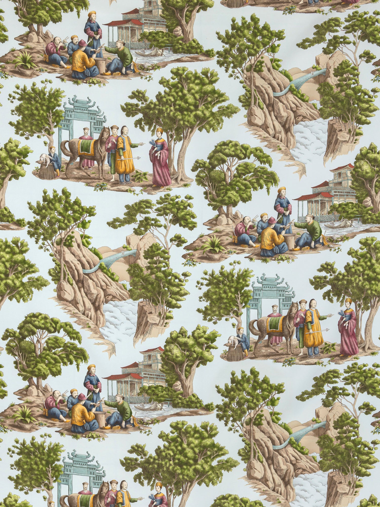 Mandarin Toile fabric in sky color - pattern number FB 0001MA29 - by Scalamandre in the Old World Weavers collection