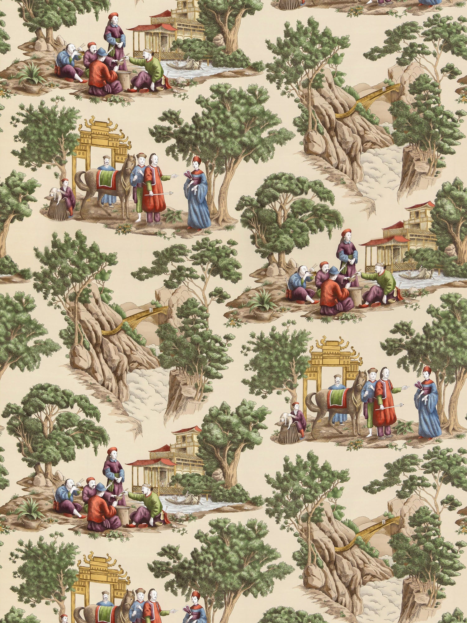 Mandarin Toile fabric in document color - pattern number FB 0002MA29 - by Scalamandre in the Old World Weavers collection