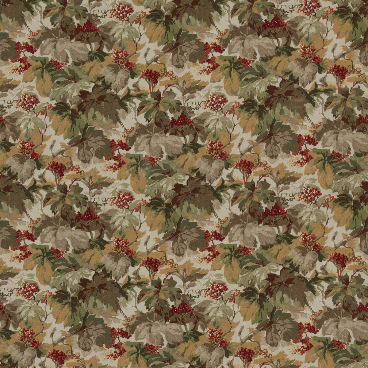Country Walk fabric in red green color - pattern number FD2025.V90.0 - by Mulberry in the Mulberry Country Walk collection