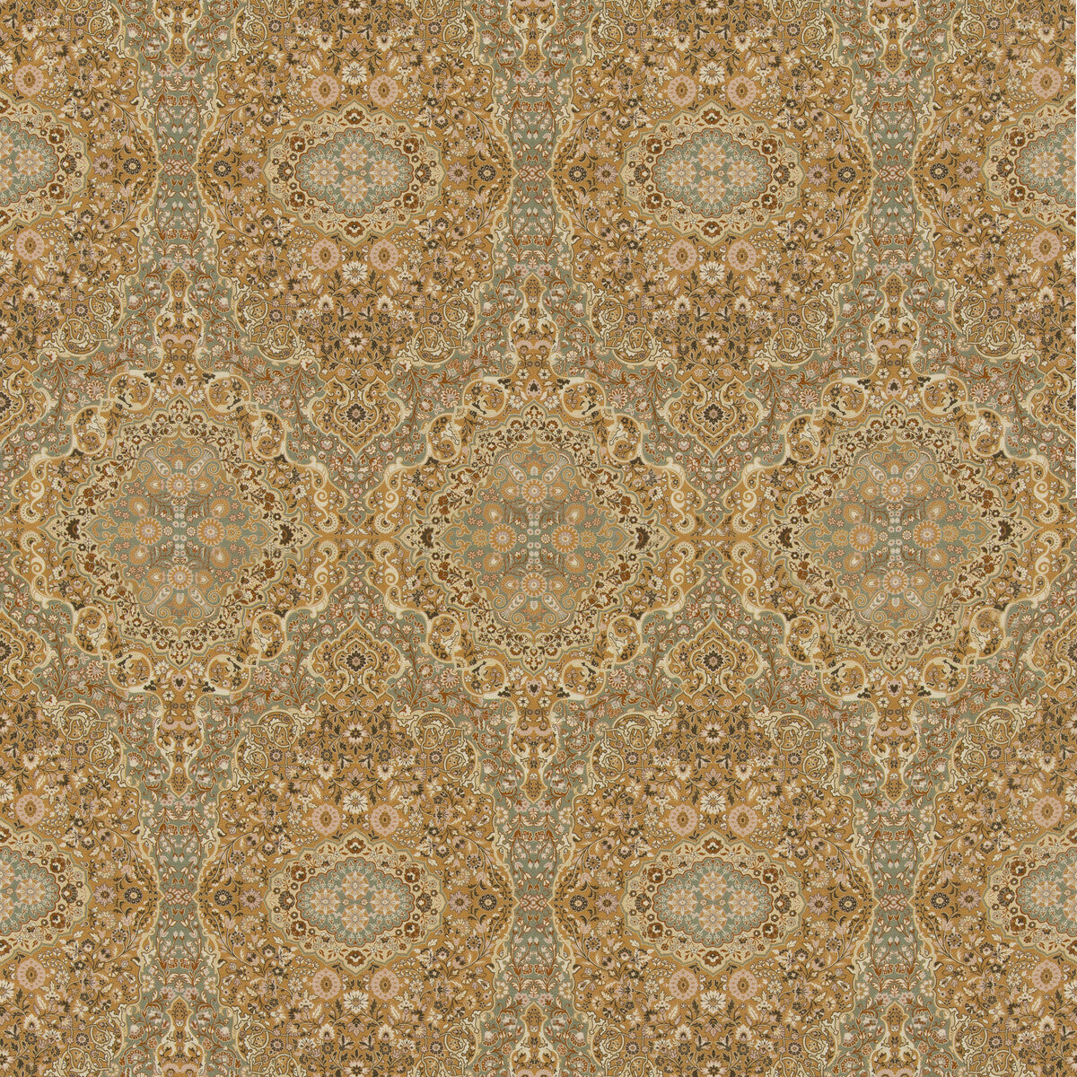 Woodland Paisley fabric in ochre color - pattern number FD2028.T111.0 - by Mulberry in the Mulberry Country Walk collection