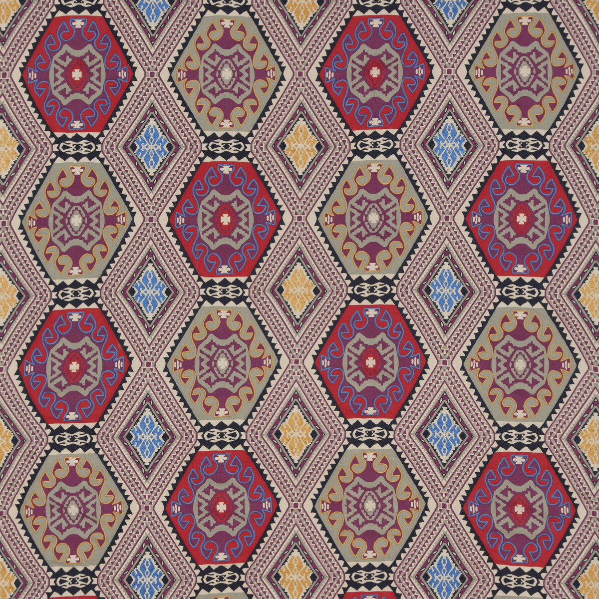 Magic Carpet fabric in plum color - pattern FD283.H113.0 - by Mulberry in the Bohemian Travels collection