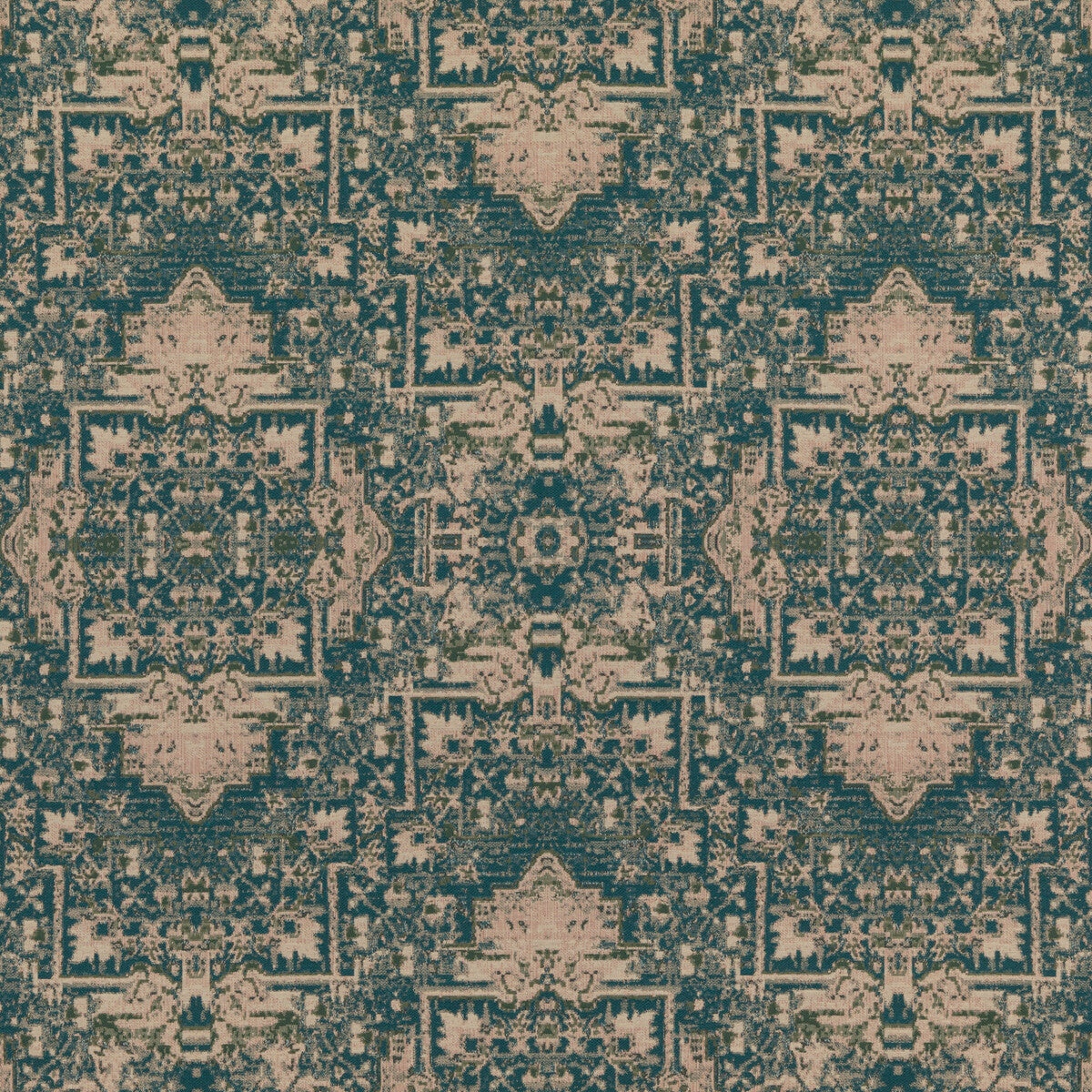 Faded Tapestry fabric in teal color - pattern FD782.R122.0 - by Mulberry in the Modern Country I collection