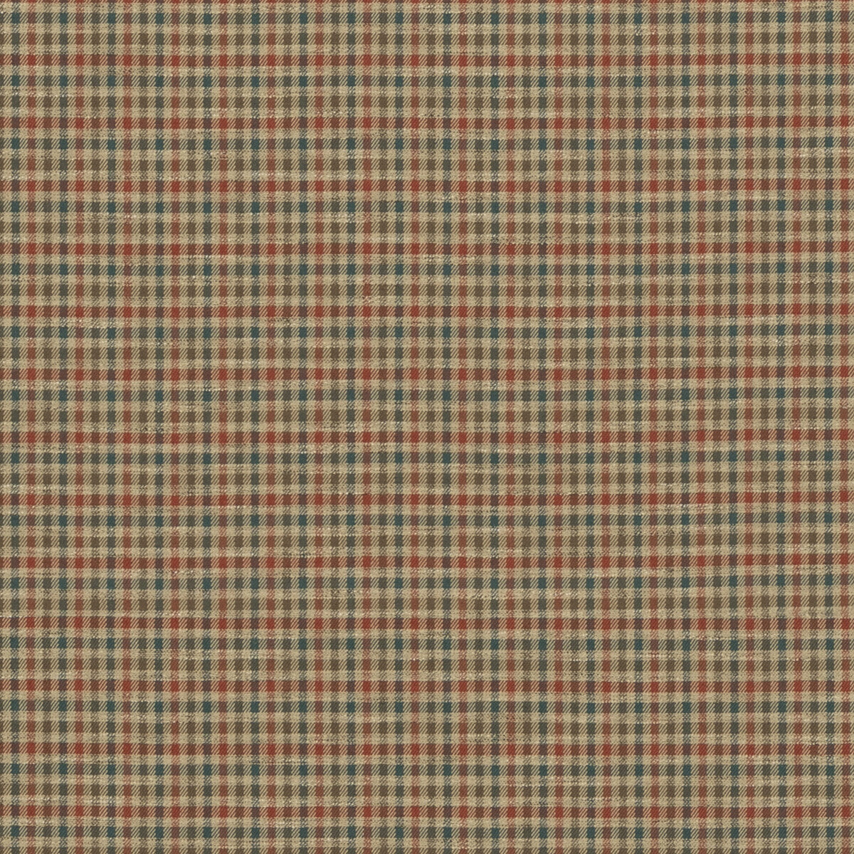 Babington Check fabric in teal/spice color - pattern FD810.R50.0 - by Mulberry in the Icons Fabrics collection