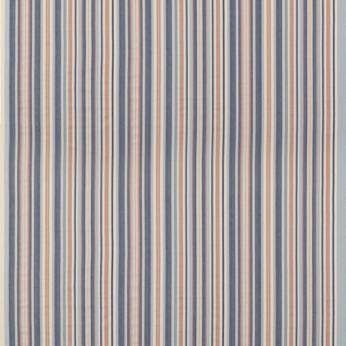 Medford Stripe fabric in blue/rust color - pattern FD823.G103.0 - by Mulberry in the Westerly Stripes collection