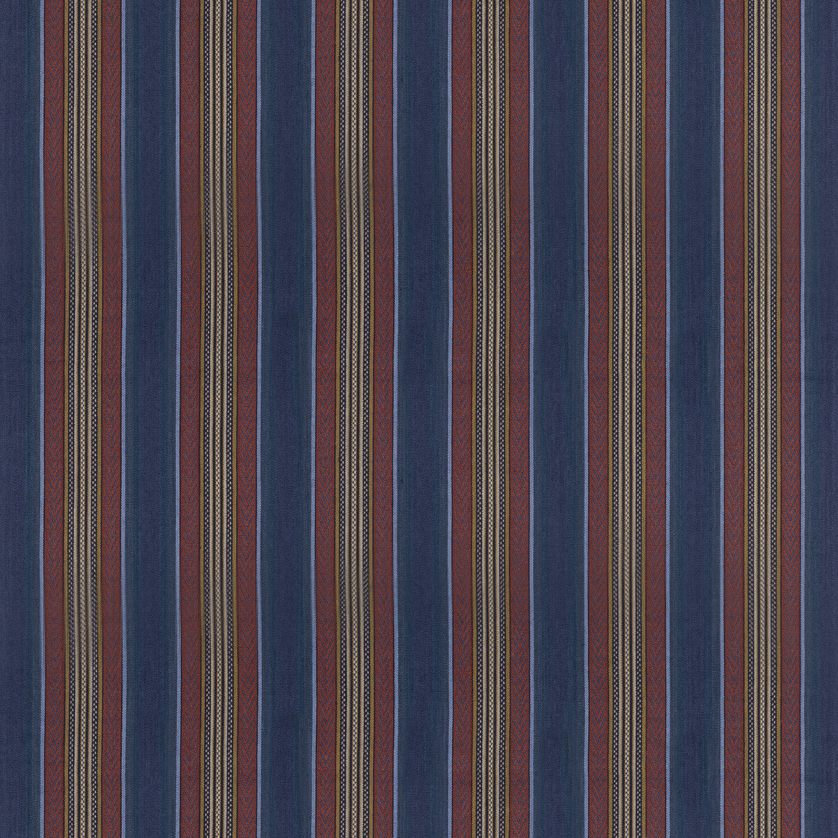 Westerly Stripe fabric in indigo/red color - pattern FD827.G103.0 - by Mulberry in the Westerly Stripes collection