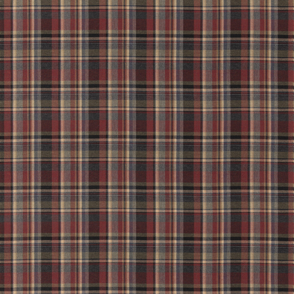 Lindisfarne Plaid fabric in charcoal red color - pattern number FD838.A44.0 - by Mulberry in the Mulberry Wools V collection