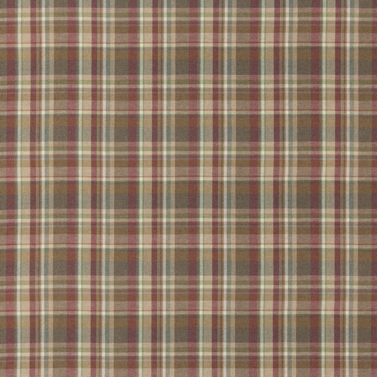 Lindisfarne Plaid fabric in red gold color - pattern number FD838.V102.0 - by Mulberry in the Mulberry Wools V collection