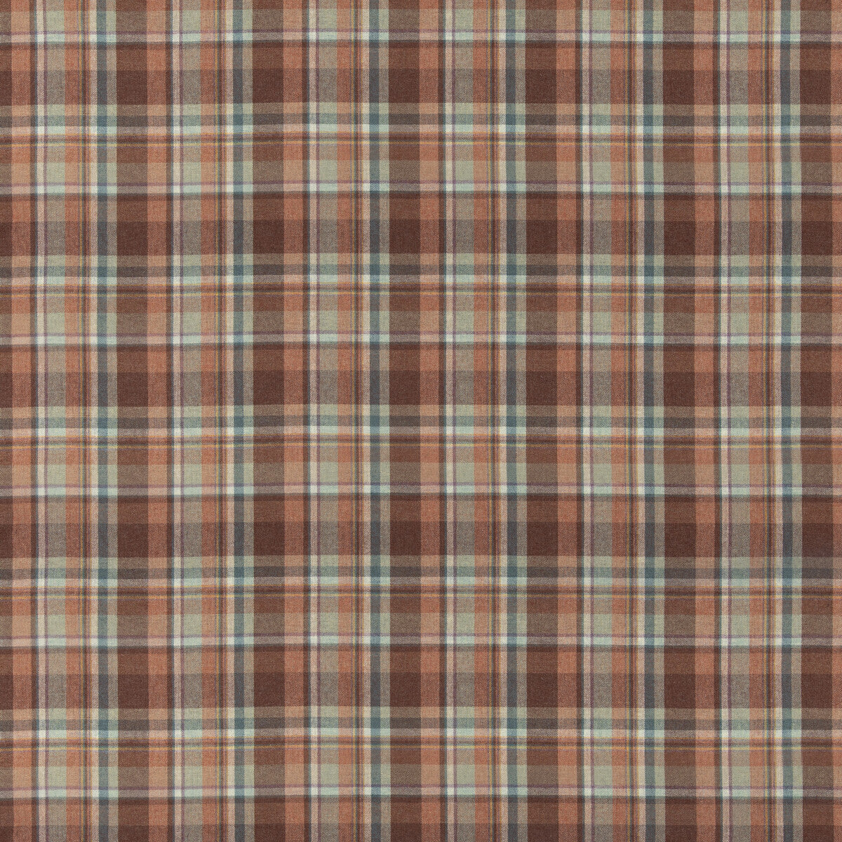 Lindisfarne Plaid fabric in russet aqua color - pattern number FD838.V174.0 - by Mulberry in the Mulberry Wools V collection