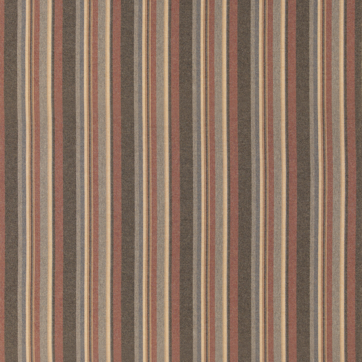 Lindisfarne Stripe fabric in russet slate color - pattern number FD839.V172.0 - by Mulberry in the Mulberry Wools V collection