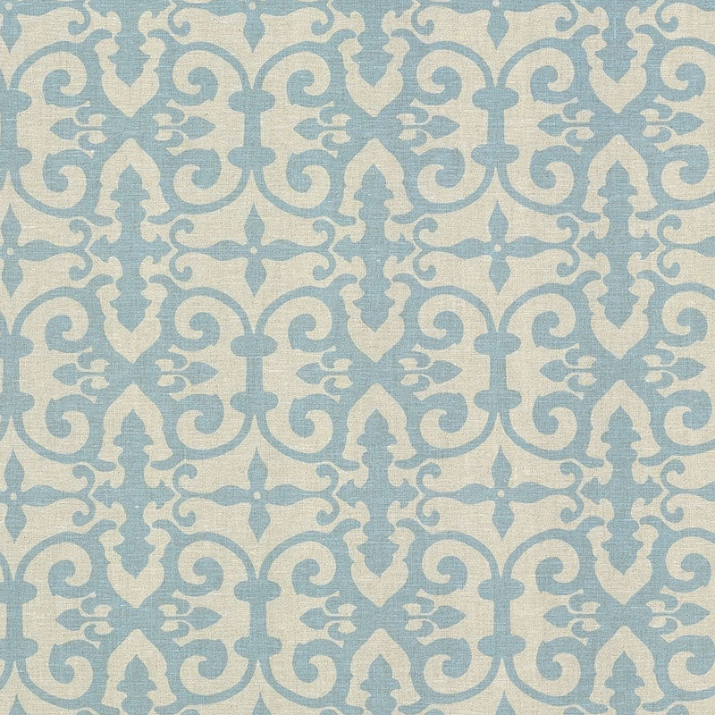 Ferne Park fabric in blue color - pattern number FERN001 - by Schumacher in the Veere Grenney collection
