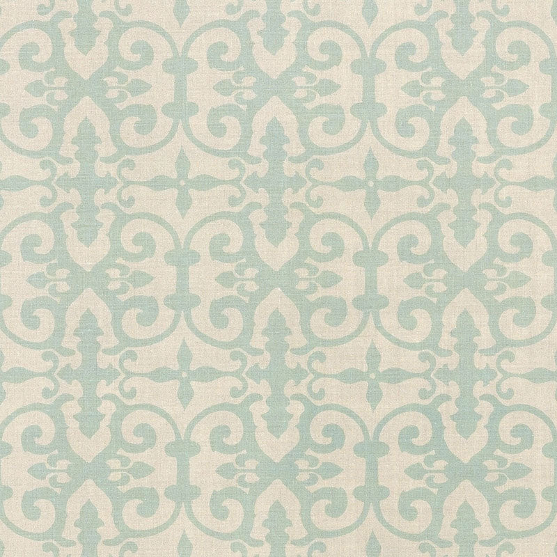 Ferne Park fabric in aqua color - pattern number FERN003 - by Schumacher in the Veere Grenney collection