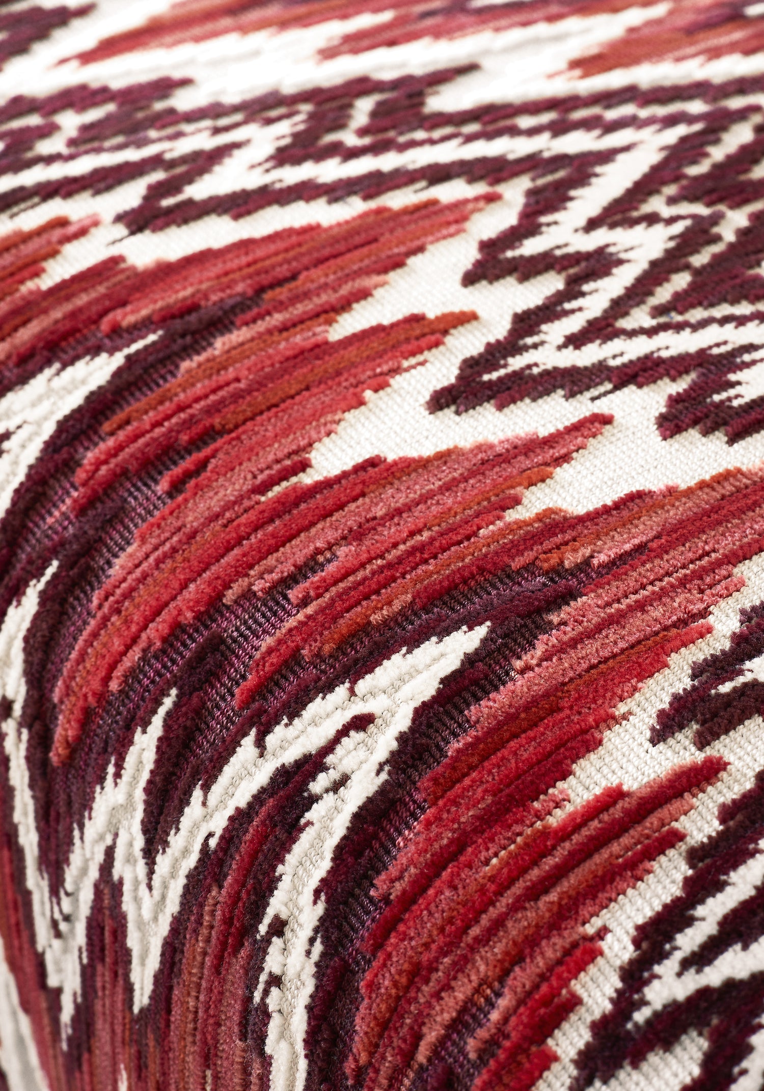 Detailed Rhythm Velvet woven fabric in ruby and garnet color - pattern number W72818 by Thibaut in the Woven Resource Vol 13 Fusion Velvets collection