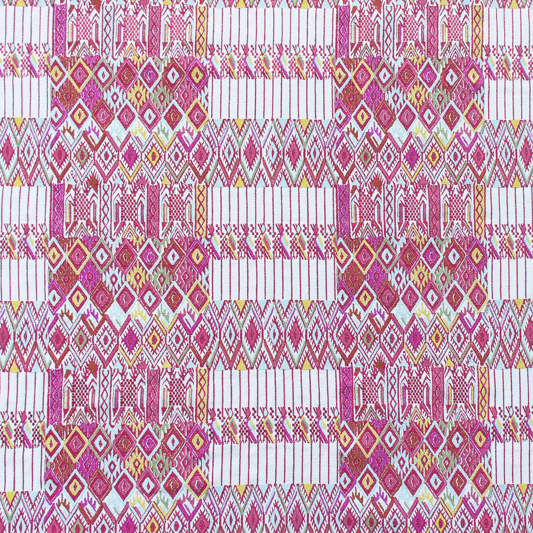 Huipil fabric in rosa/verde color - pattern GDT5564.001.0 - by Gaston y Daniela in the Gaston Nuevo Mundo collection