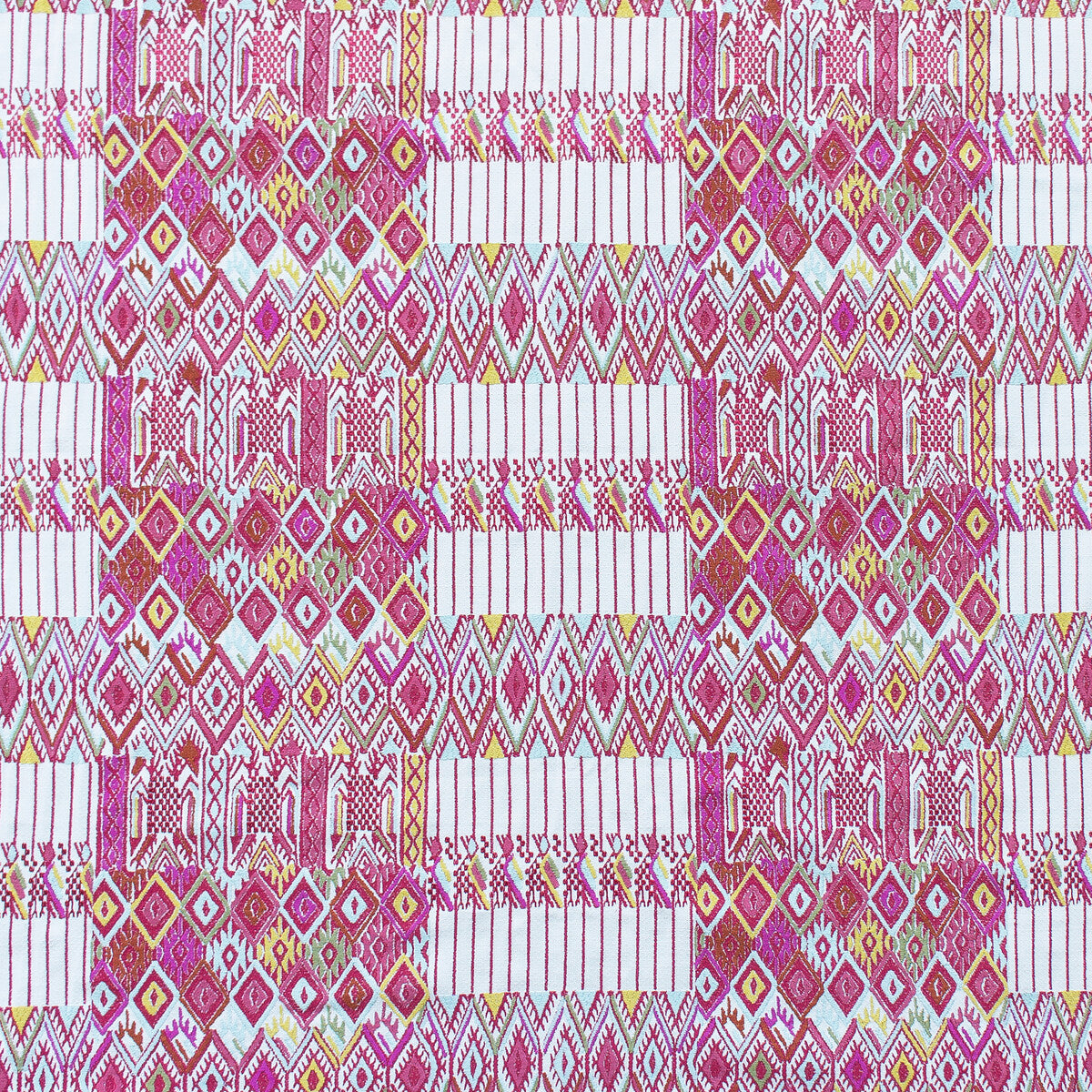 Huipil fabric in rosa/verde color - pattern GDT5564.001.0 - by Gaston y Daniela in the Gaston Nuevo Mundo collection
