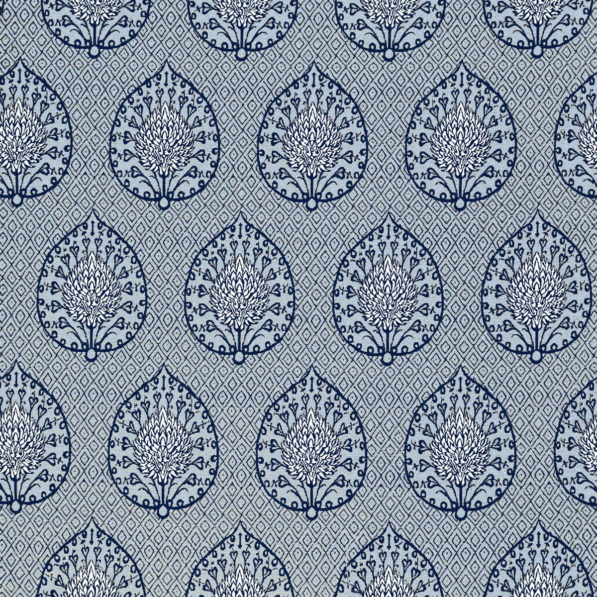 Palmeta fabric in fondo azul color - pattern number GDT5692.003.0 - by Gaston y Daniela in the Gaston y Daniela Marco Polo Indoor/Outdoor collection