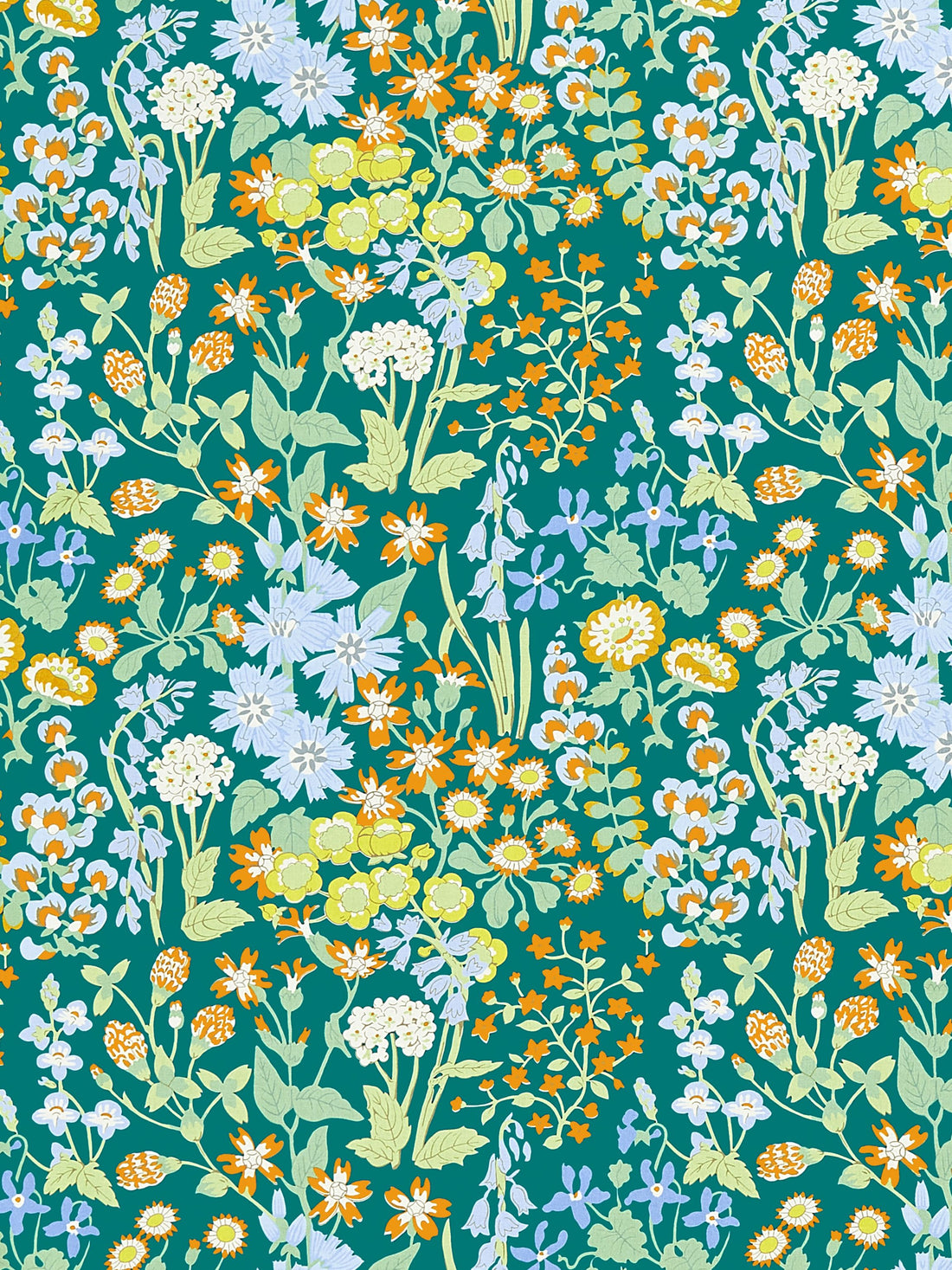 Nymph Floral fabric in emerald multi color - pattern number GW 000216630 - by Scalamandre in the Grey Watkins collection