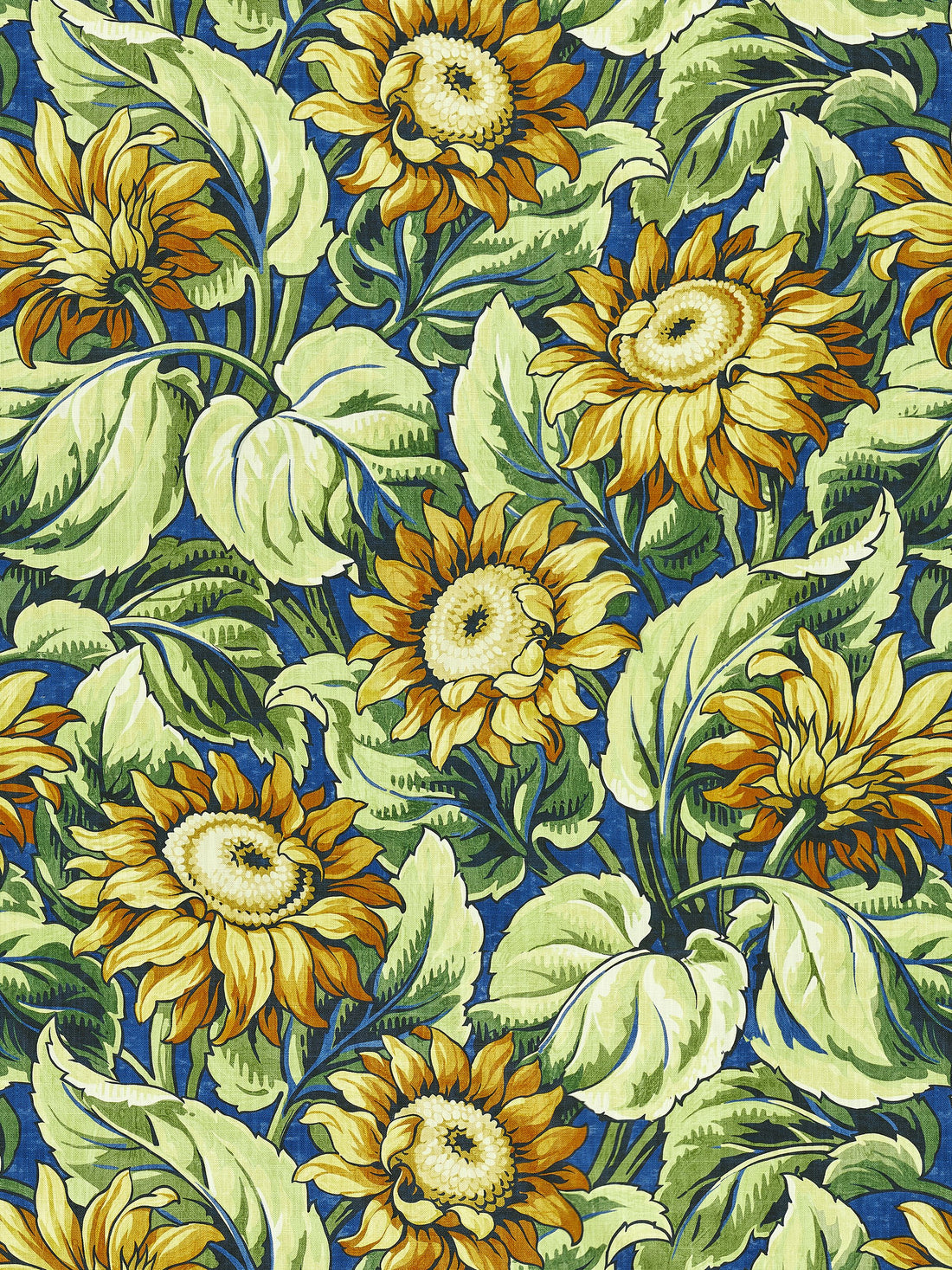 Sunflower Print fabric in cobalt color - pattern number GW 000216631 - by Scalamandre in the Grey Watkins collection