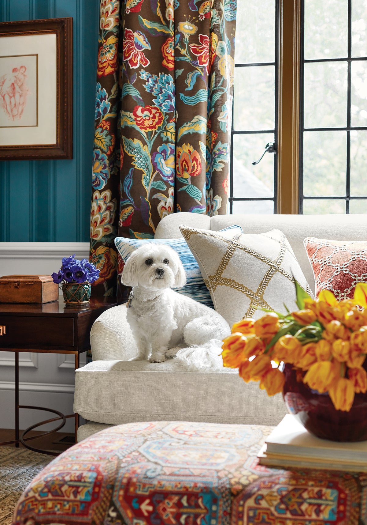 Curtains featuring Navesink fabric in mocha color - pattern number F985036 - by Thibaut in the Greenwood collection