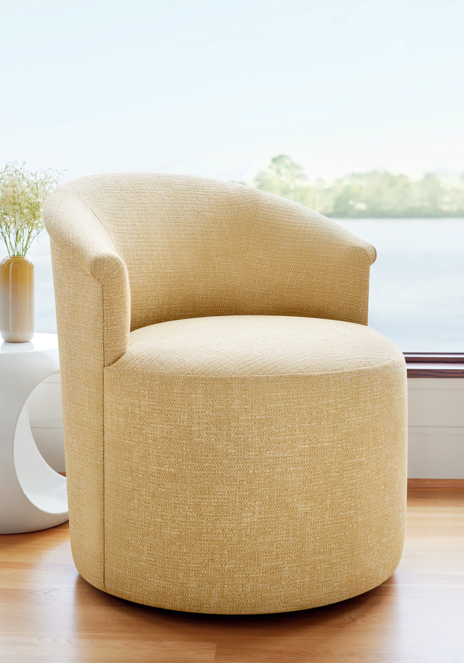 Chair featuring Petra fabric in straw color - pattern number W8738 - by Thibaut in the Haven Textures collection