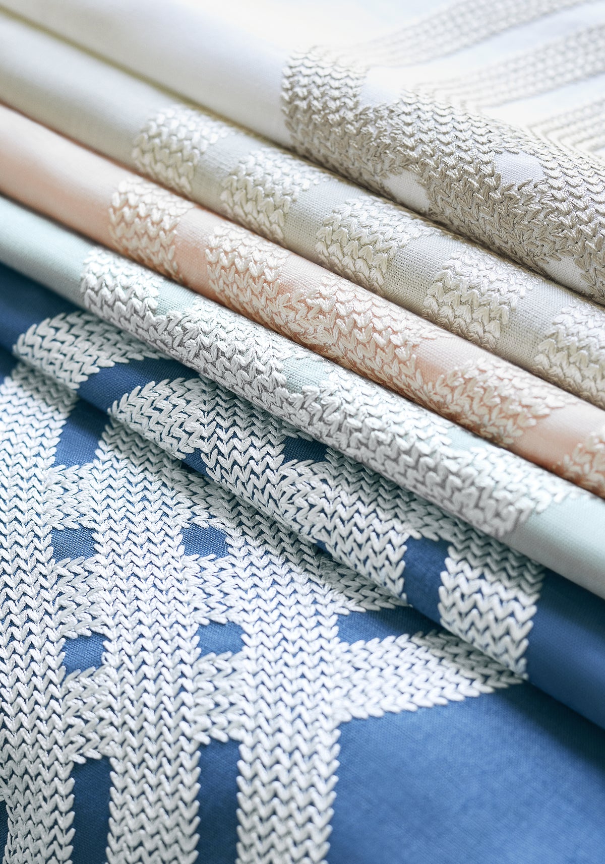 Braid Embroidery Blush Fabric W710801 by Thibaut - Fabric World