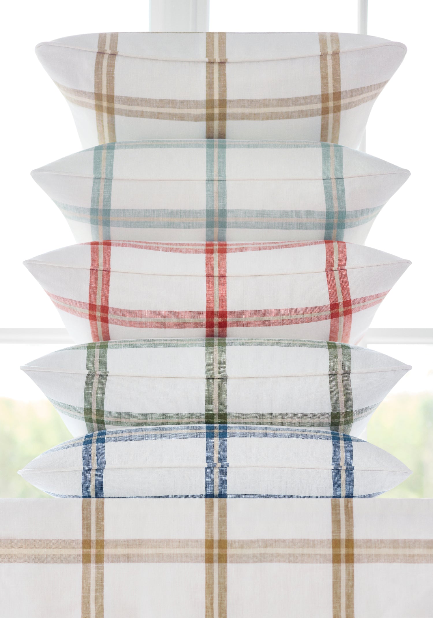 Pillows featuring Huntington Plaid fabric in camel color - pattern number W781333 - by Thibaut in the Montecito collection