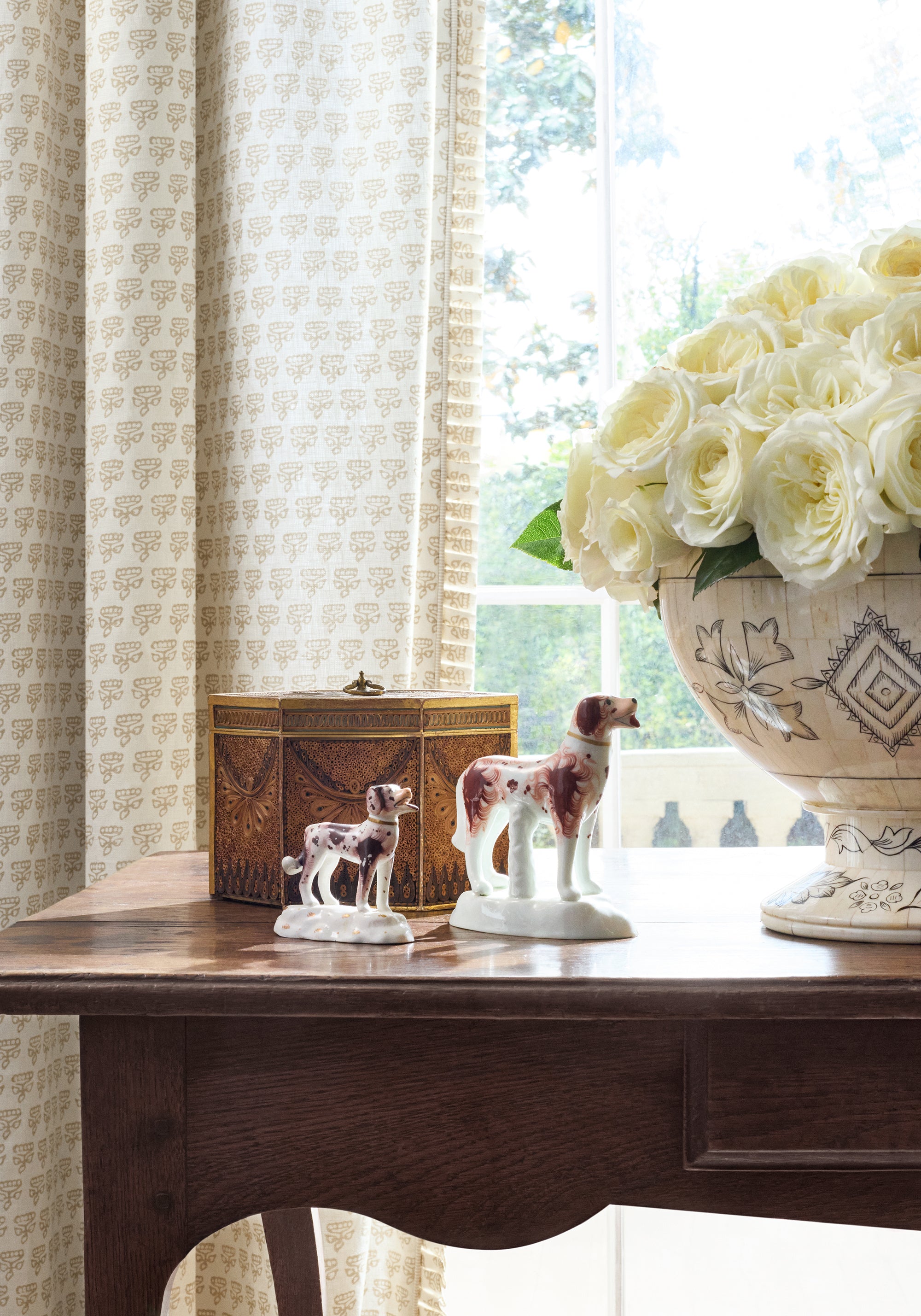 Curtains featuring Mimi fabric in beige color - pattern number F936446 - by Thibaut in the Indienne collection