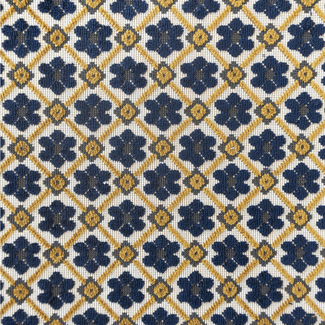 Fruela fabric in navy/ocre color - pattern LCT1025.004.0 - by Gaston y Daniela in the Lorenzo Castillo V collection