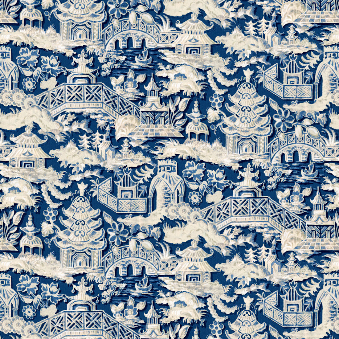 Marta fabric in azul color - pattern LCT1048.003.0 - by Gaston y Daniela in the Lorenzo Castillo VI collection