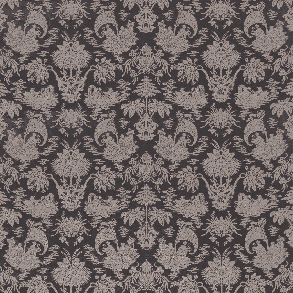 Guangxu fabric in marron color - pattern number LCT1153.001.0 - by Gaston y Daniela in the Lorenzo Castillo X collection