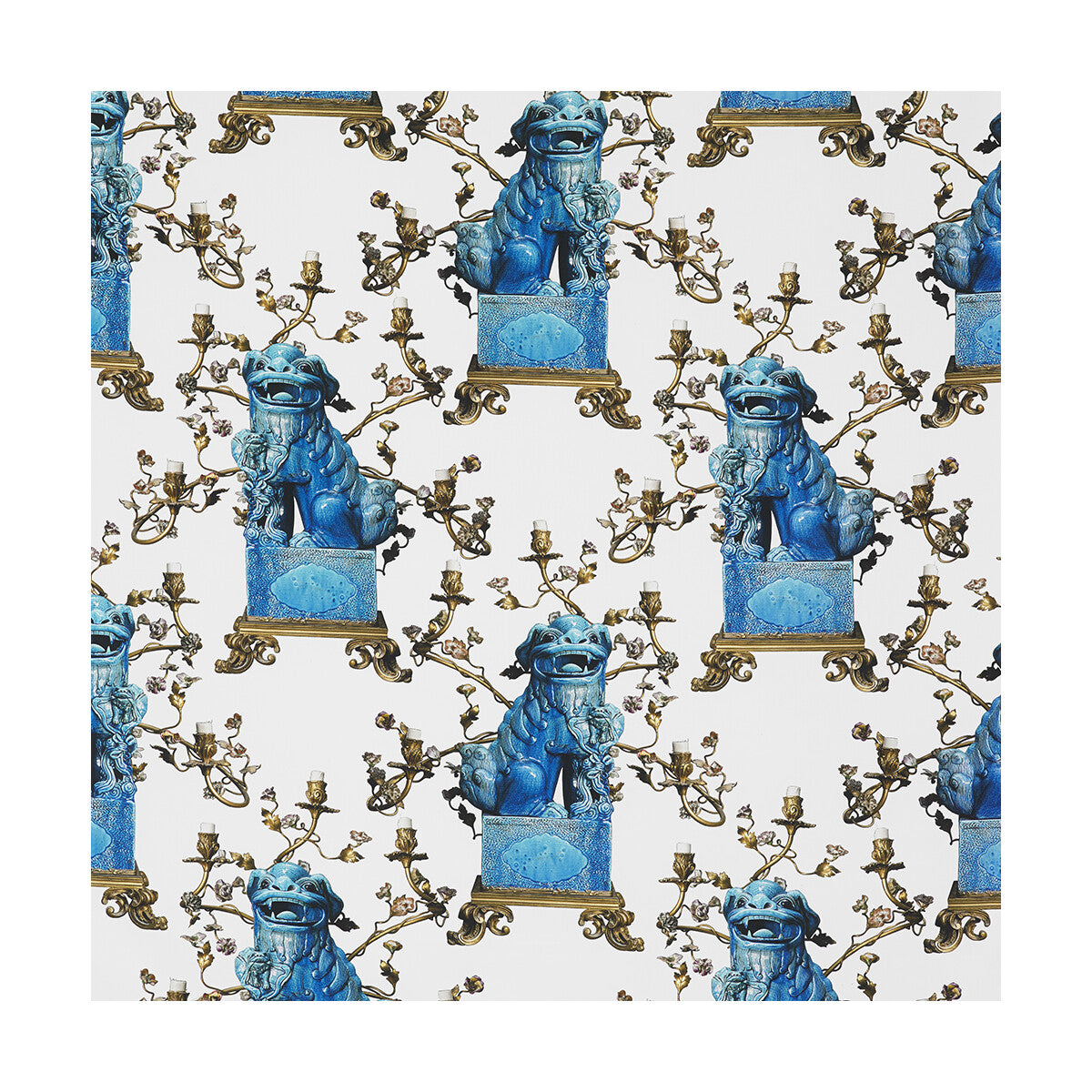 Chien fabric in blanco/azul color - pattern LCT5372.002.0 - by Gaston y Daniela in the Lorenzo Castillo III collection