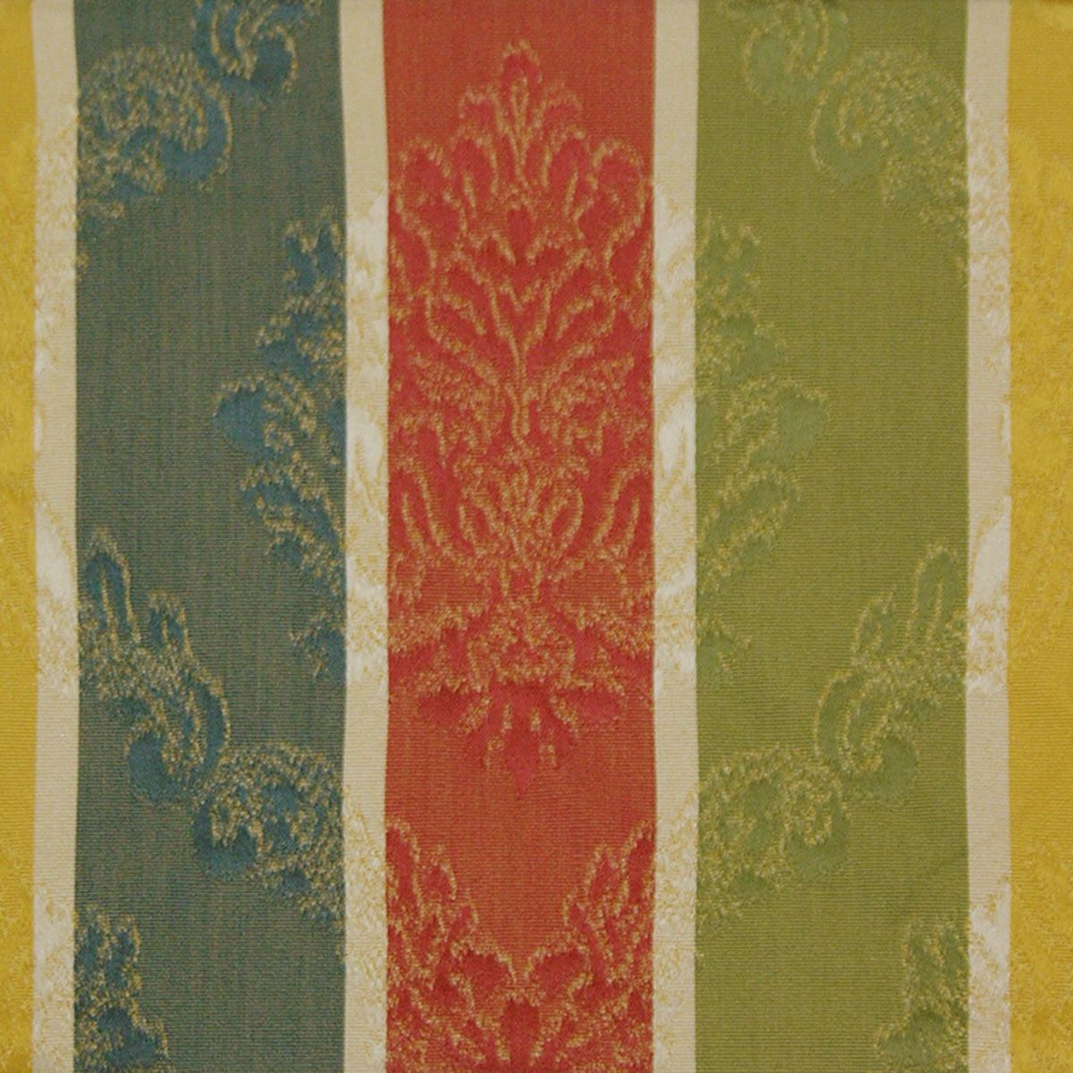 Cortona Stripe fabric in bleu gold green red color - pattern number M0 00011407 - by Scalamandre in the Old World Weavers collection