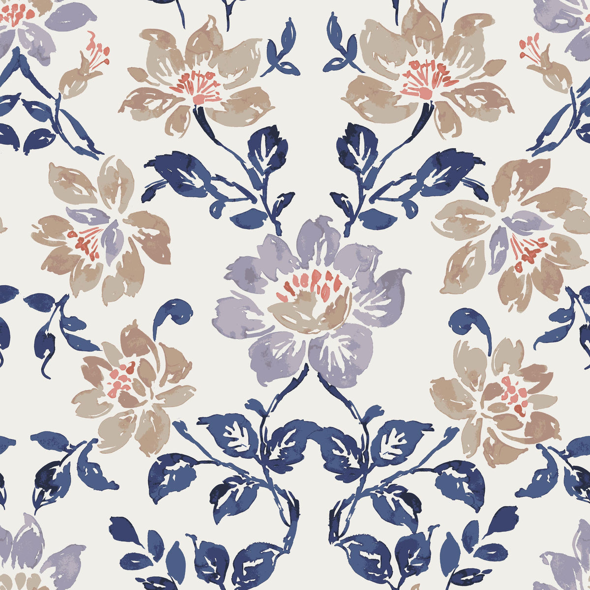 MasterPiece A fabric in blue daisy color - pattern number  - by Europatex in the MasterPiece collection