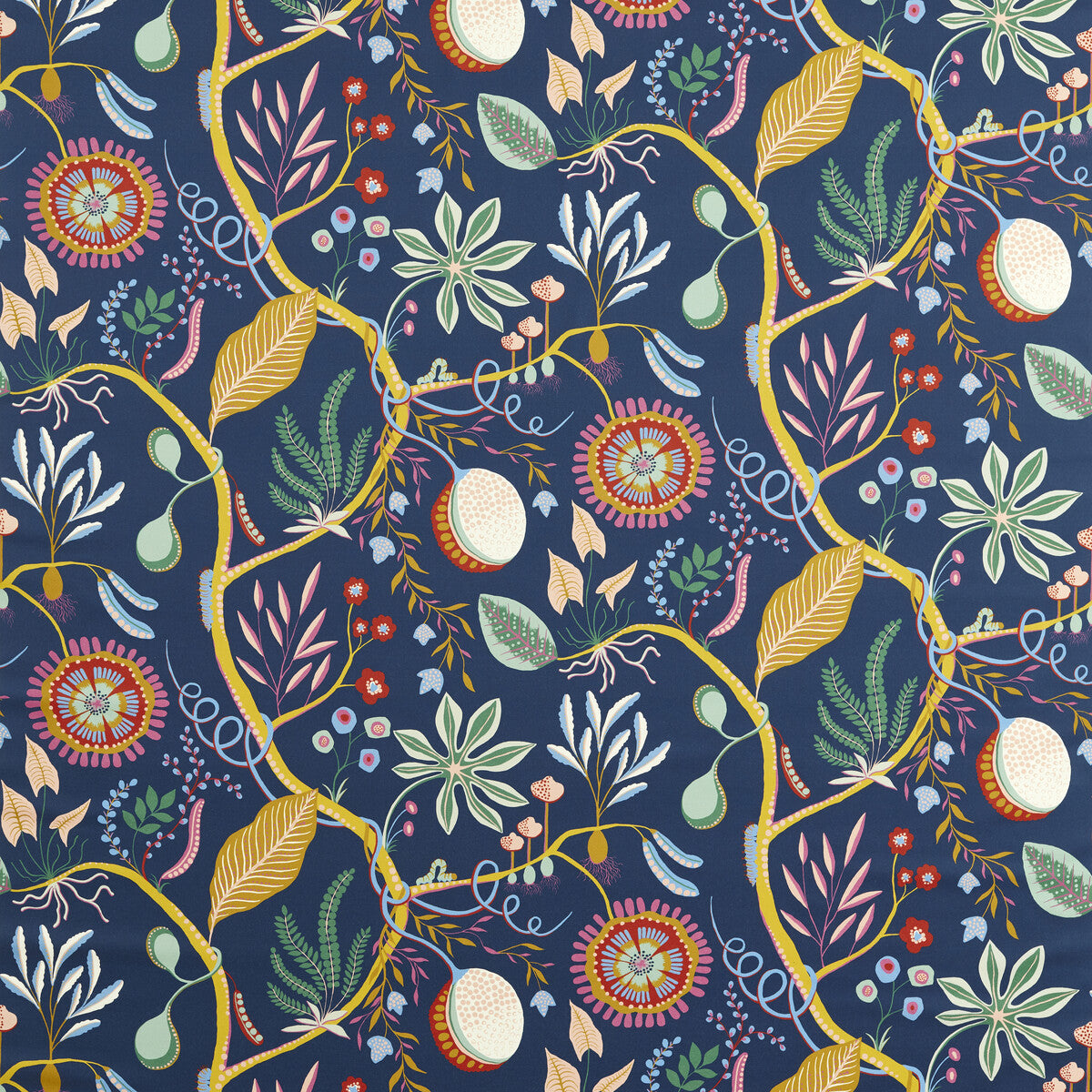 Jackfruit And The Beanstalk fabric in midnight color - pattern number NART121044.SCN.0 - by Scion in the Scion collection