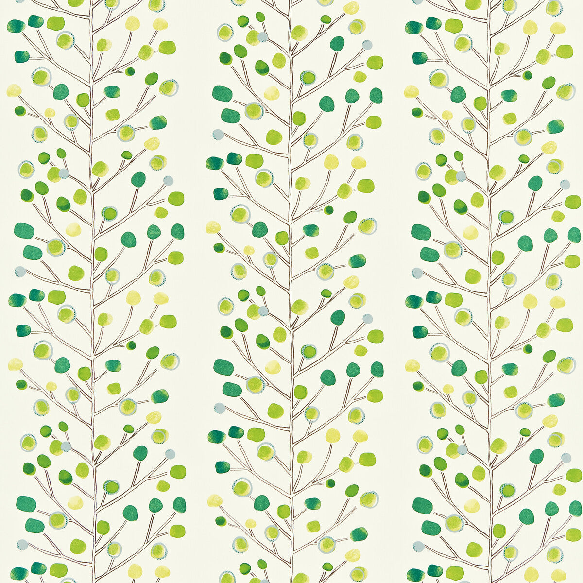 Berry Tree fabric in emerald lime chalk color - pattern number NMEL120051.SCN.0 - by Scion in the Scion collection