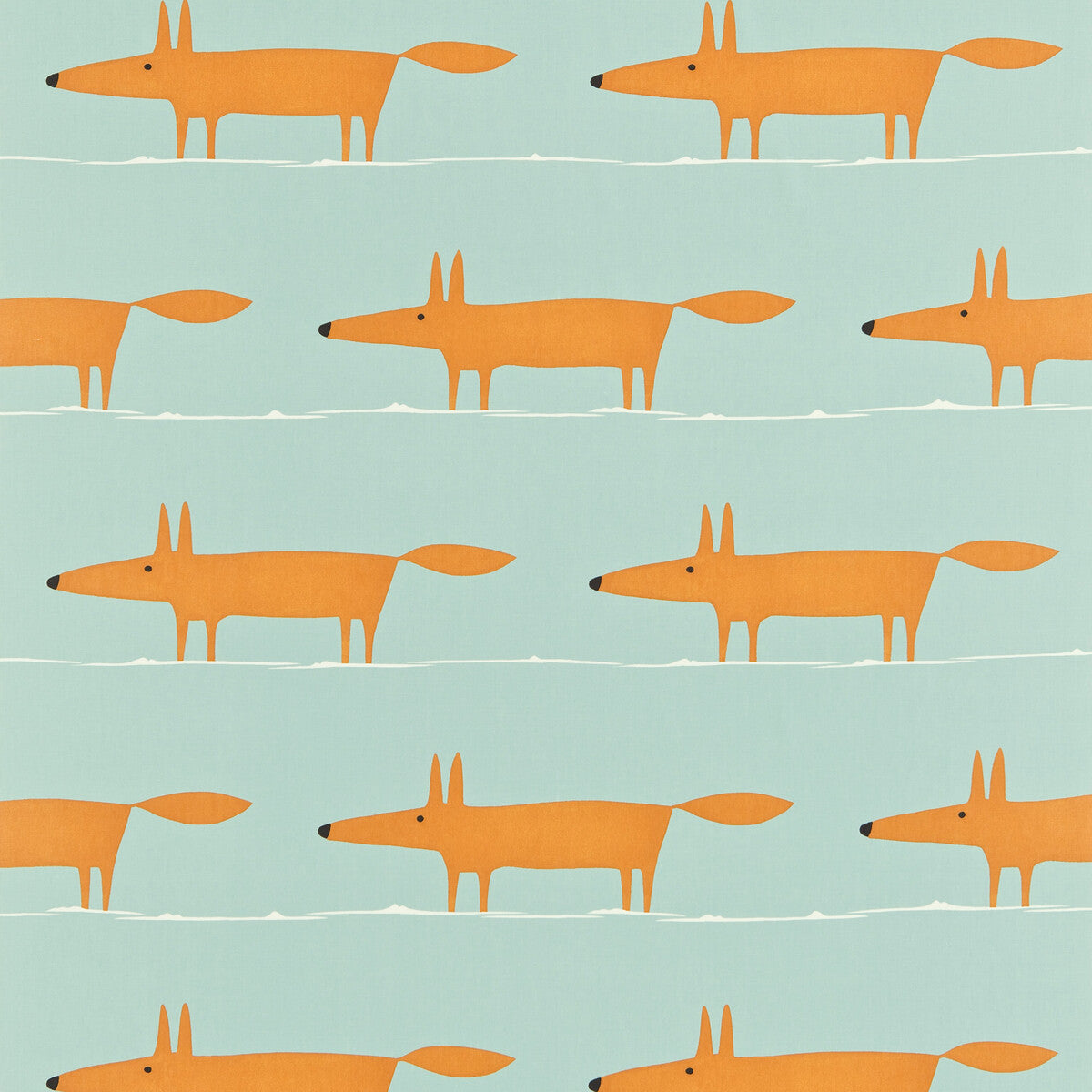Mr Fox fabric in sky tangerine color - pattern number NMEL120072.SCN.0 - by Scion in the Scion collection