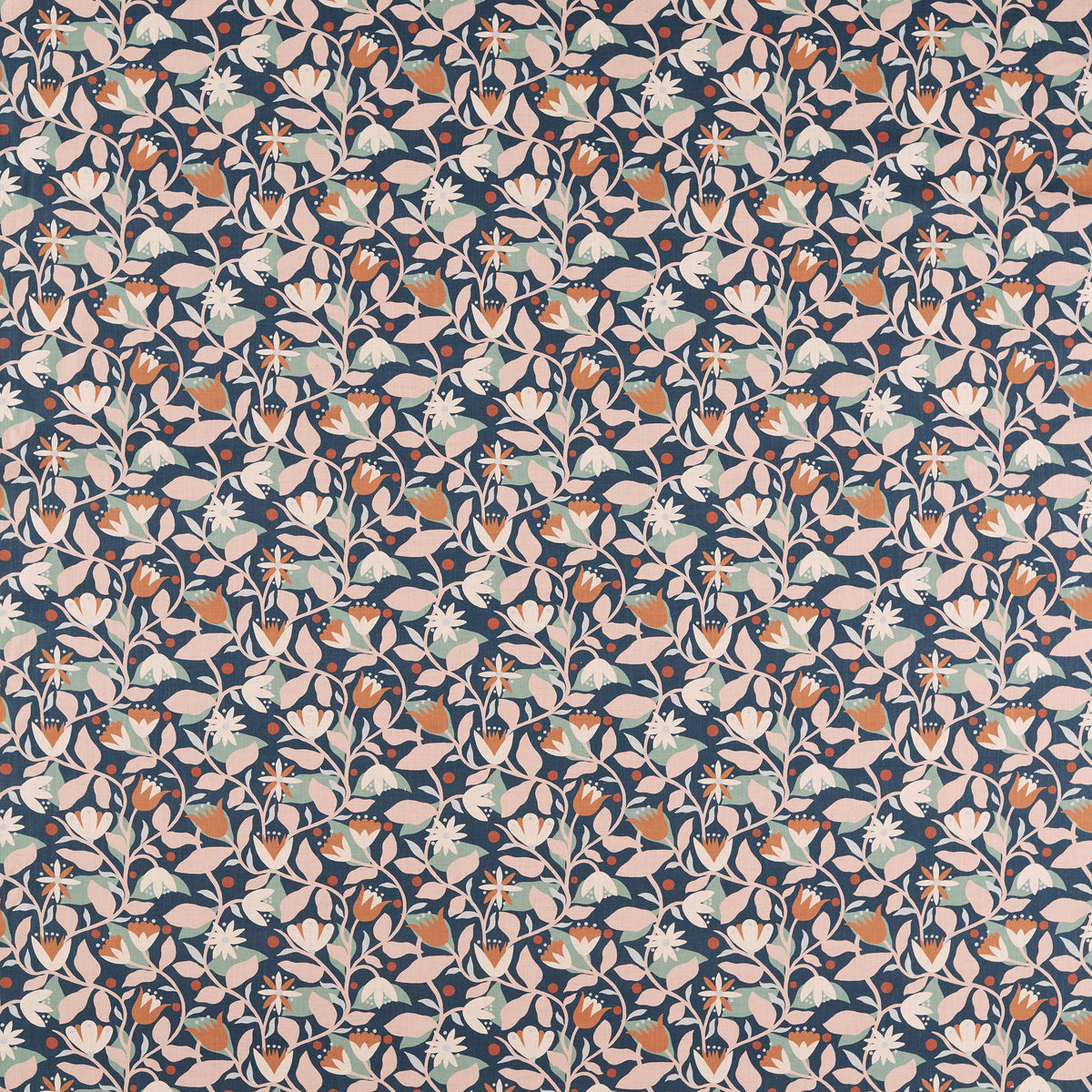 Dancing Daisies fabric in Midnight color - pattern number NSCD121332.SCN.0 - by Scion in the Oakham collection