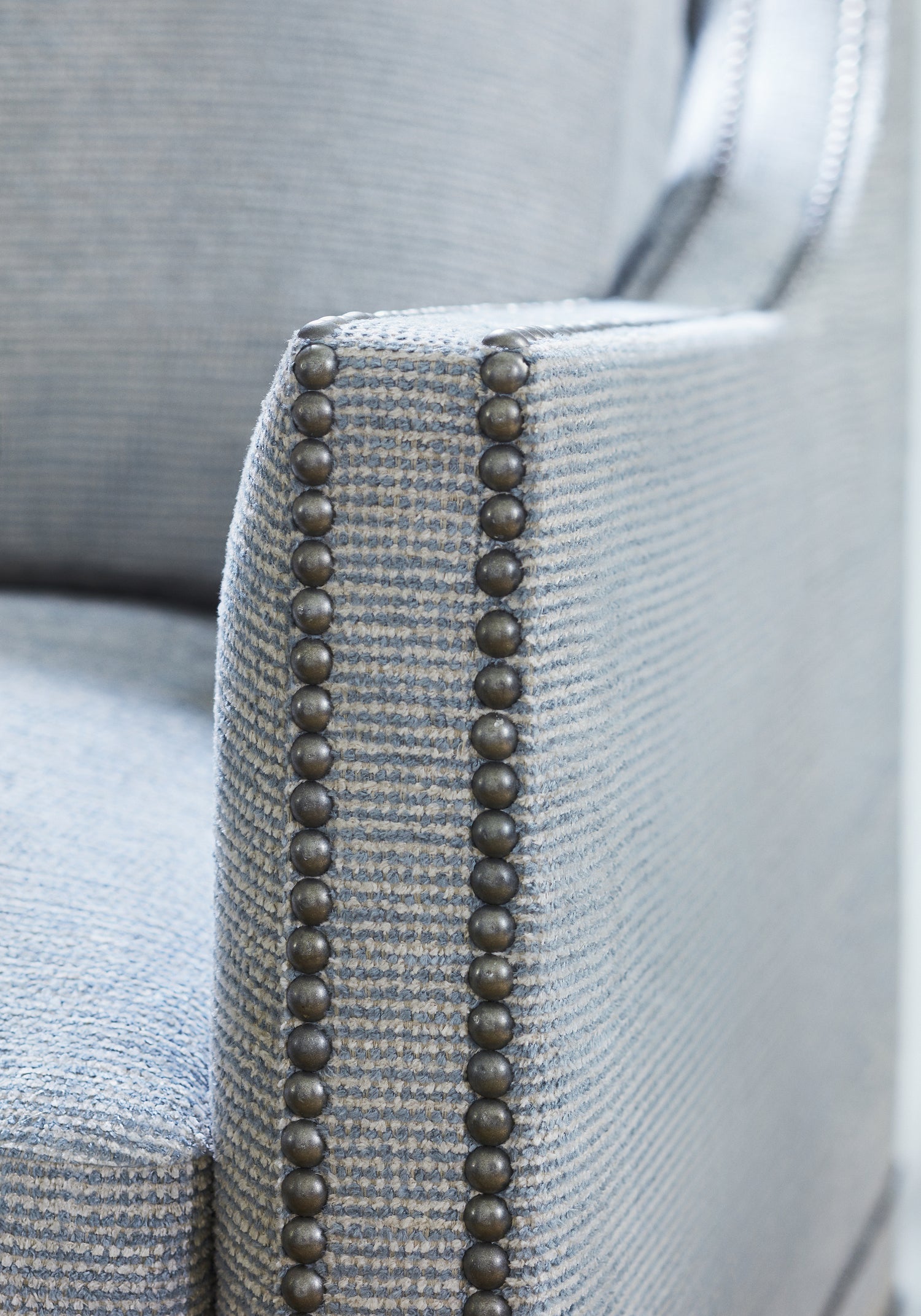 Detailed Milo woven fabric in seamist color, pattern number W73314 of the Thibaut Nomad collection