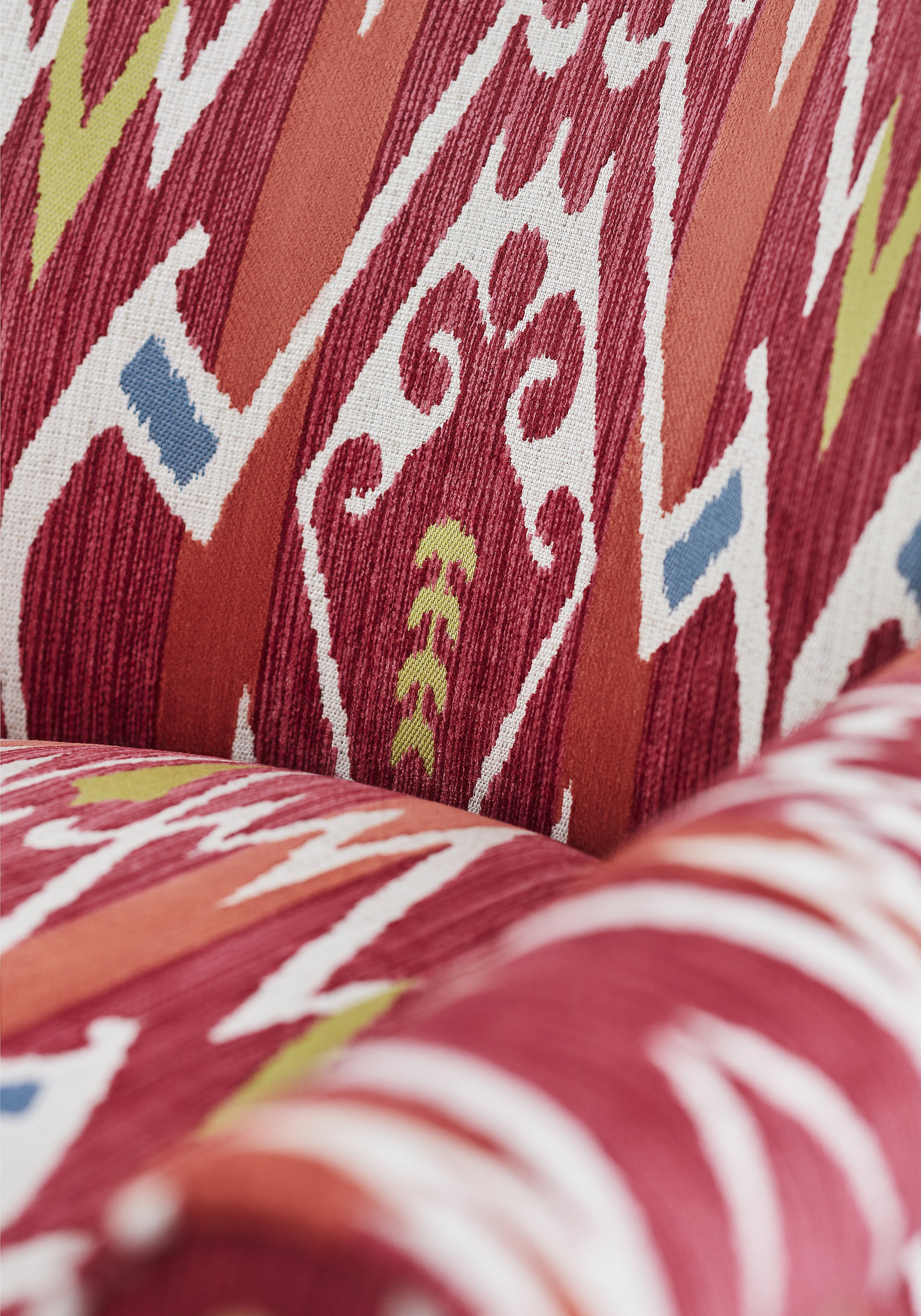 Detailed Nomad woven fabric in red color, pattern number W73369 of the Thibaut Nomad collection