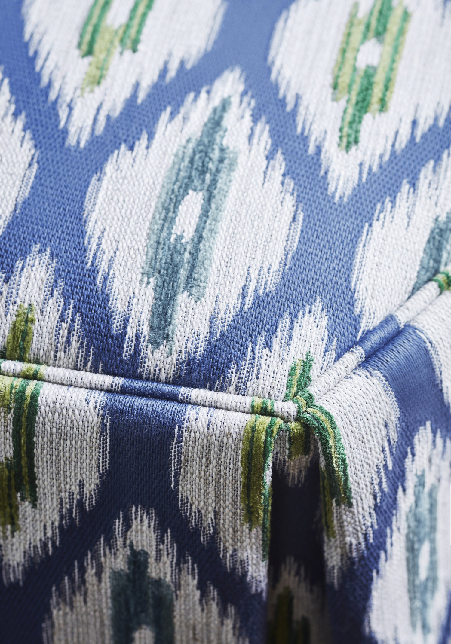 Detailed Rajah woven fabric in marine blue color, pattern number W73361 of the Thibaut Nomad collection