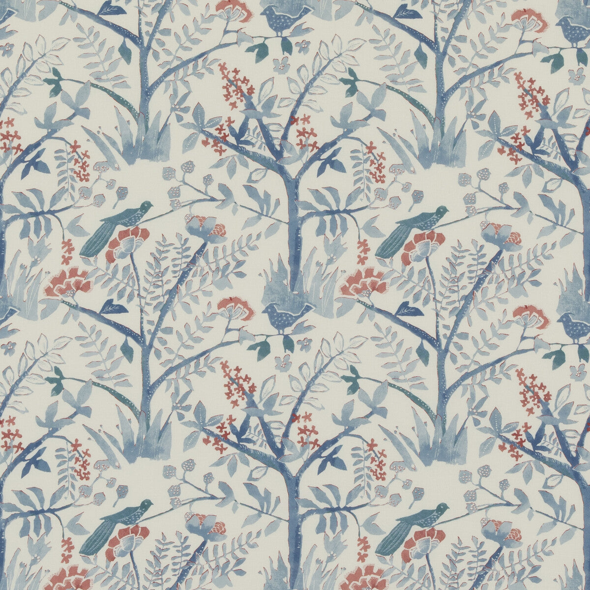 Lulworth fabric in blue/red color - pattern PP50502.1.0 - by Baker Lifestyle in the Bridport collection