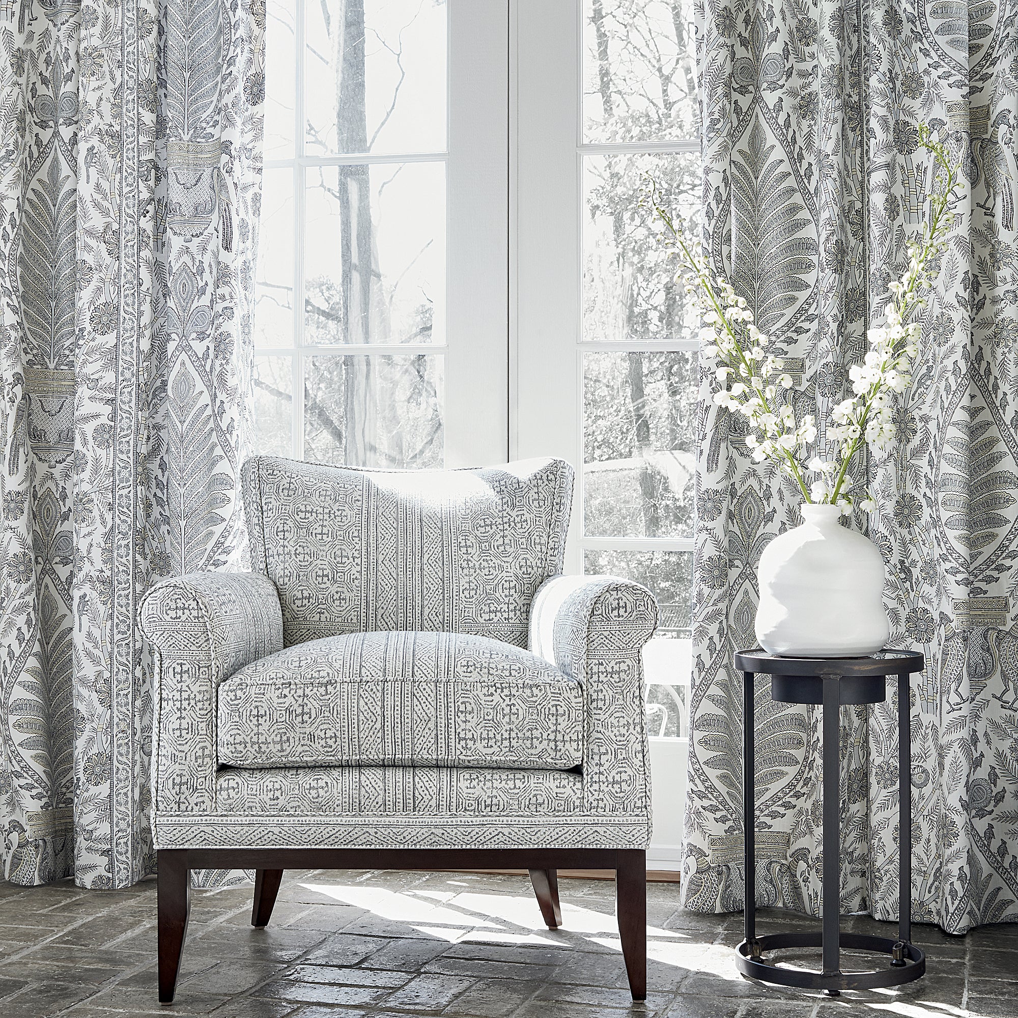Winston Chair in Montecito woven fabric in Charcoal - pattern number AW78720 - by Anna French